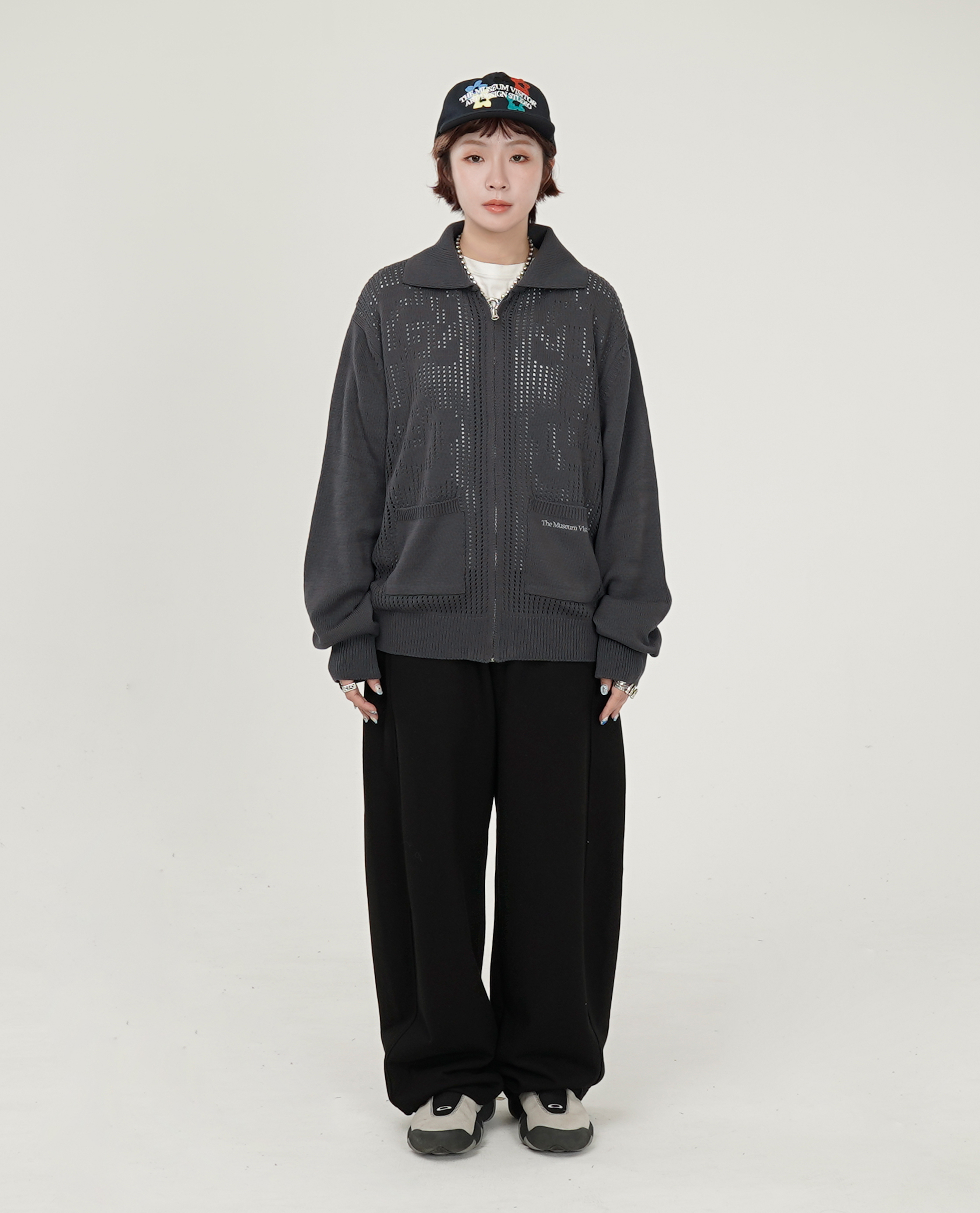 THE MUSEUM VISITOR OPENWORK KNIT FULL ZIP UP - 26SS