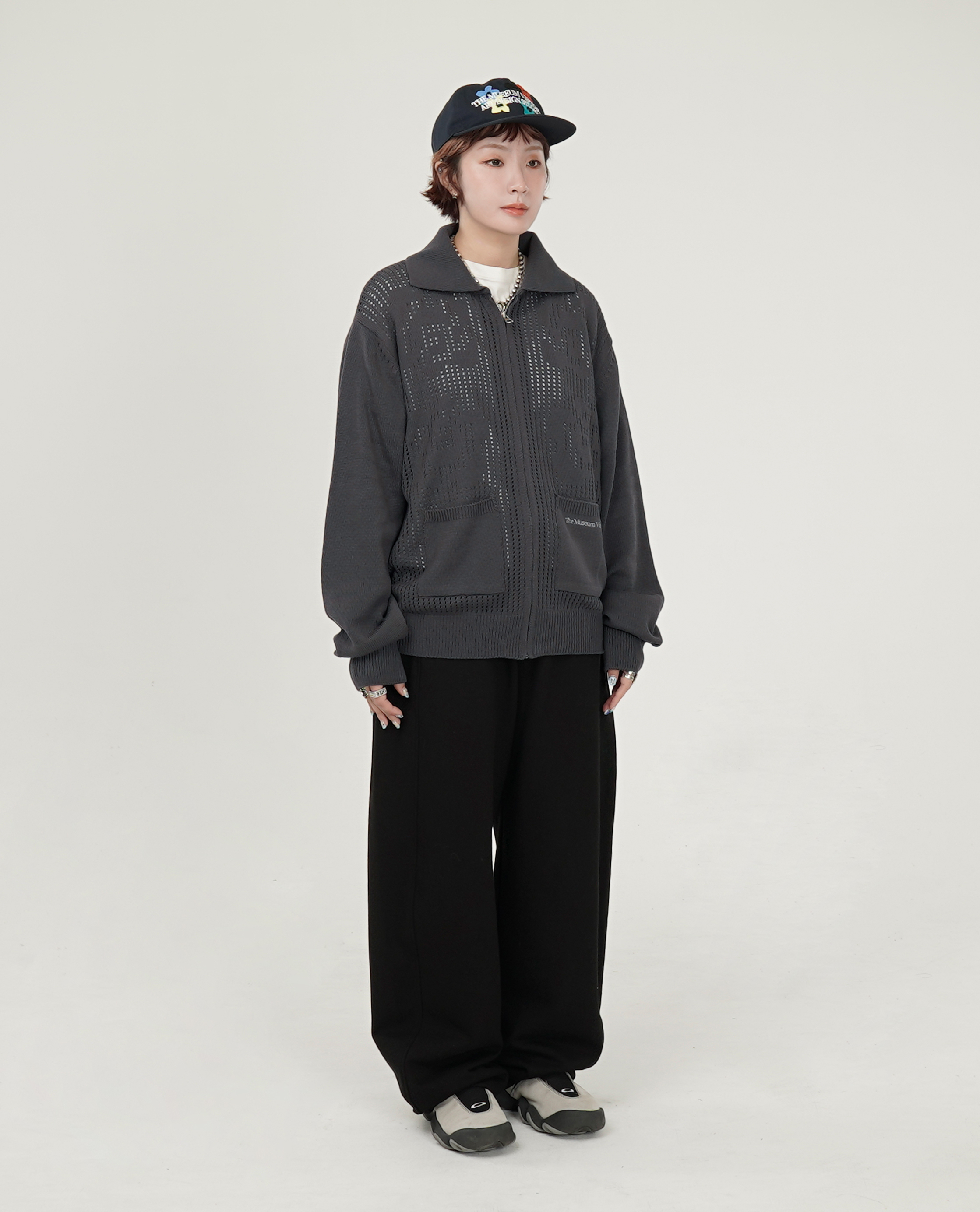 THE MUSEUM VISITOR OPENWORK KNIT FULL ZIP UP - 26SS