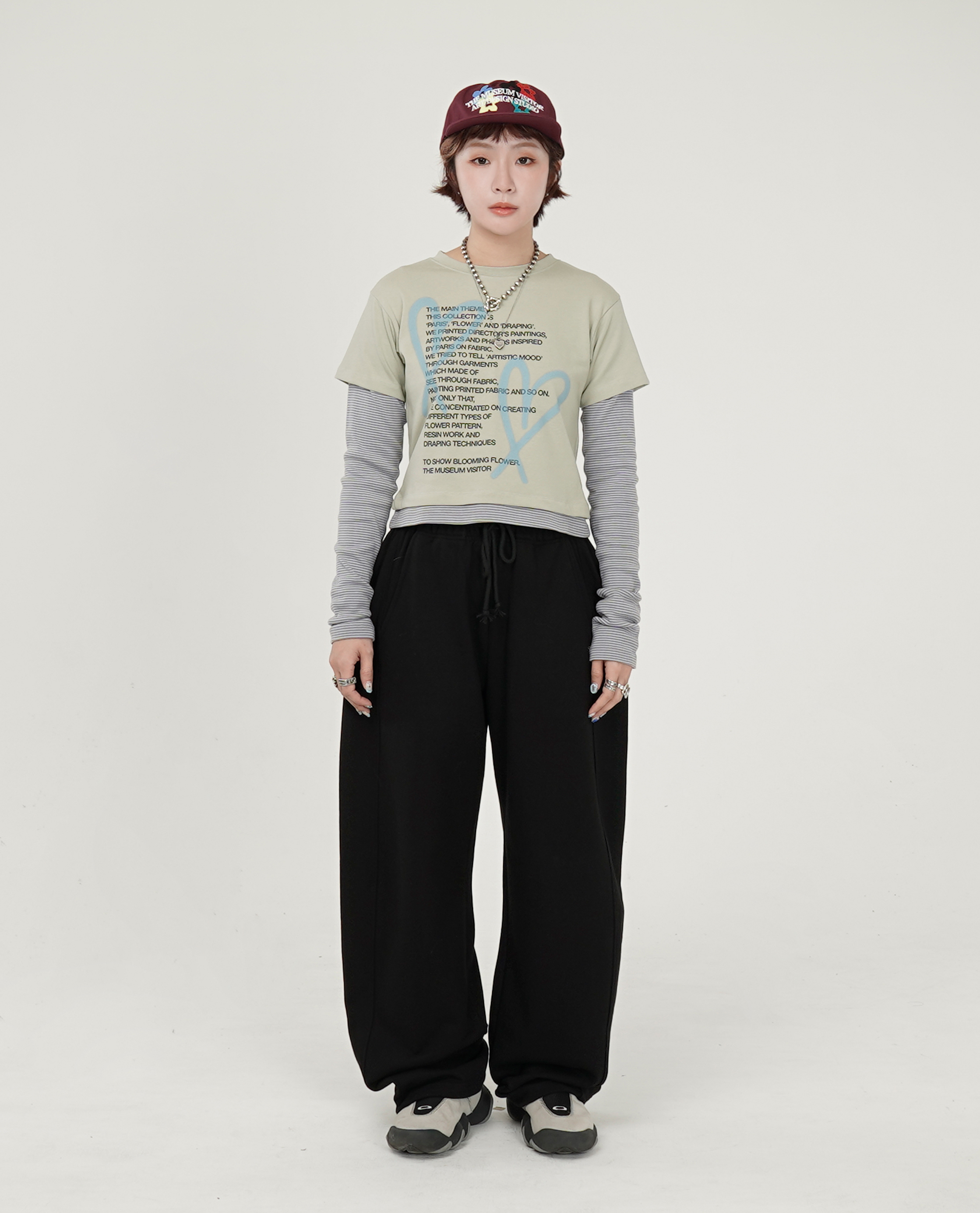 THE MUSEUM VISITOR HEART SPRAY PRINTED LAYERED LONG SLEEVE - 26SS