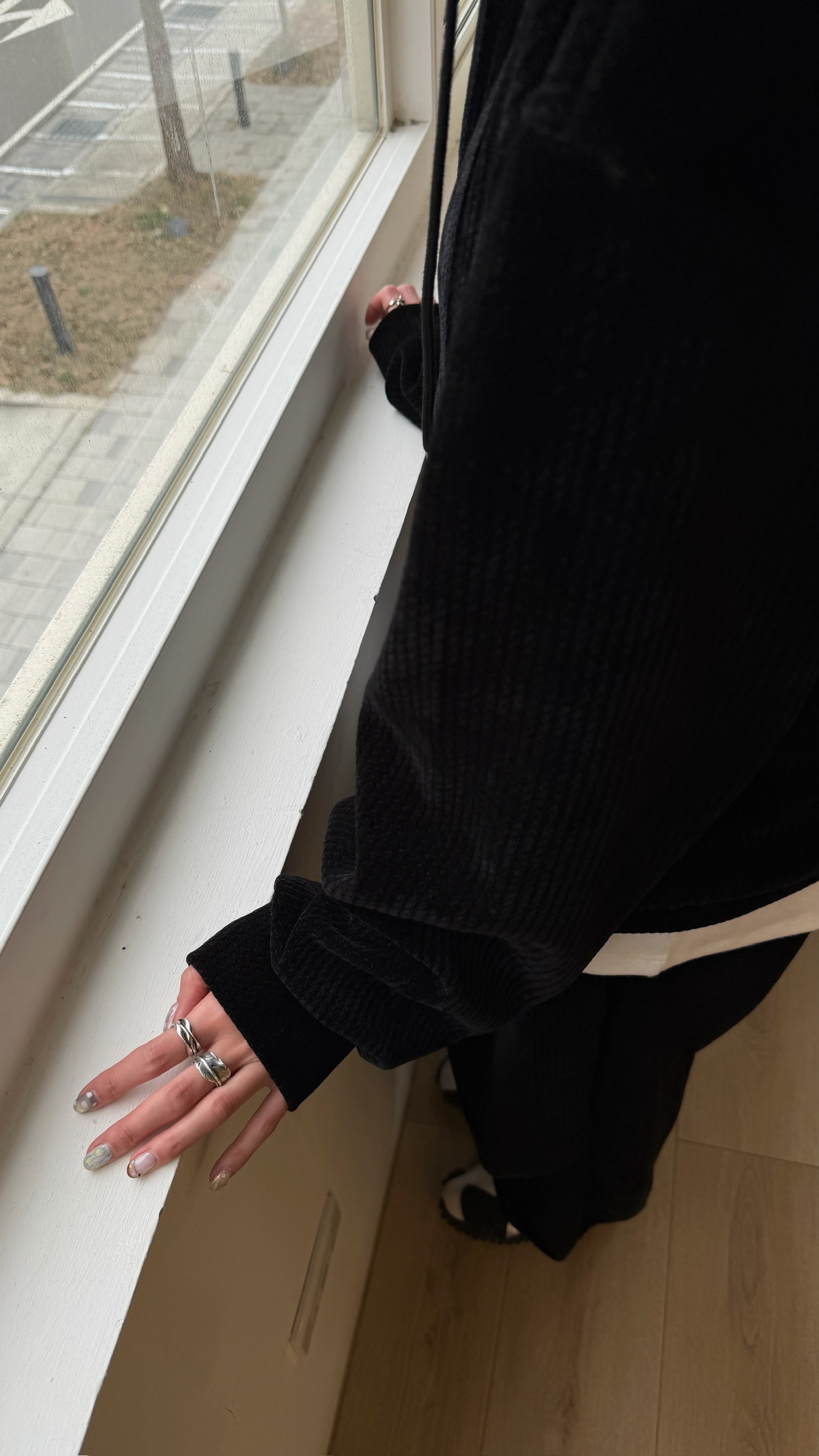 光澤絨面解構連帽外套