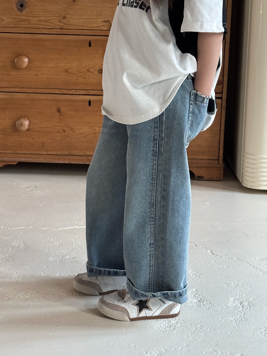 復古寬版牛仔褲