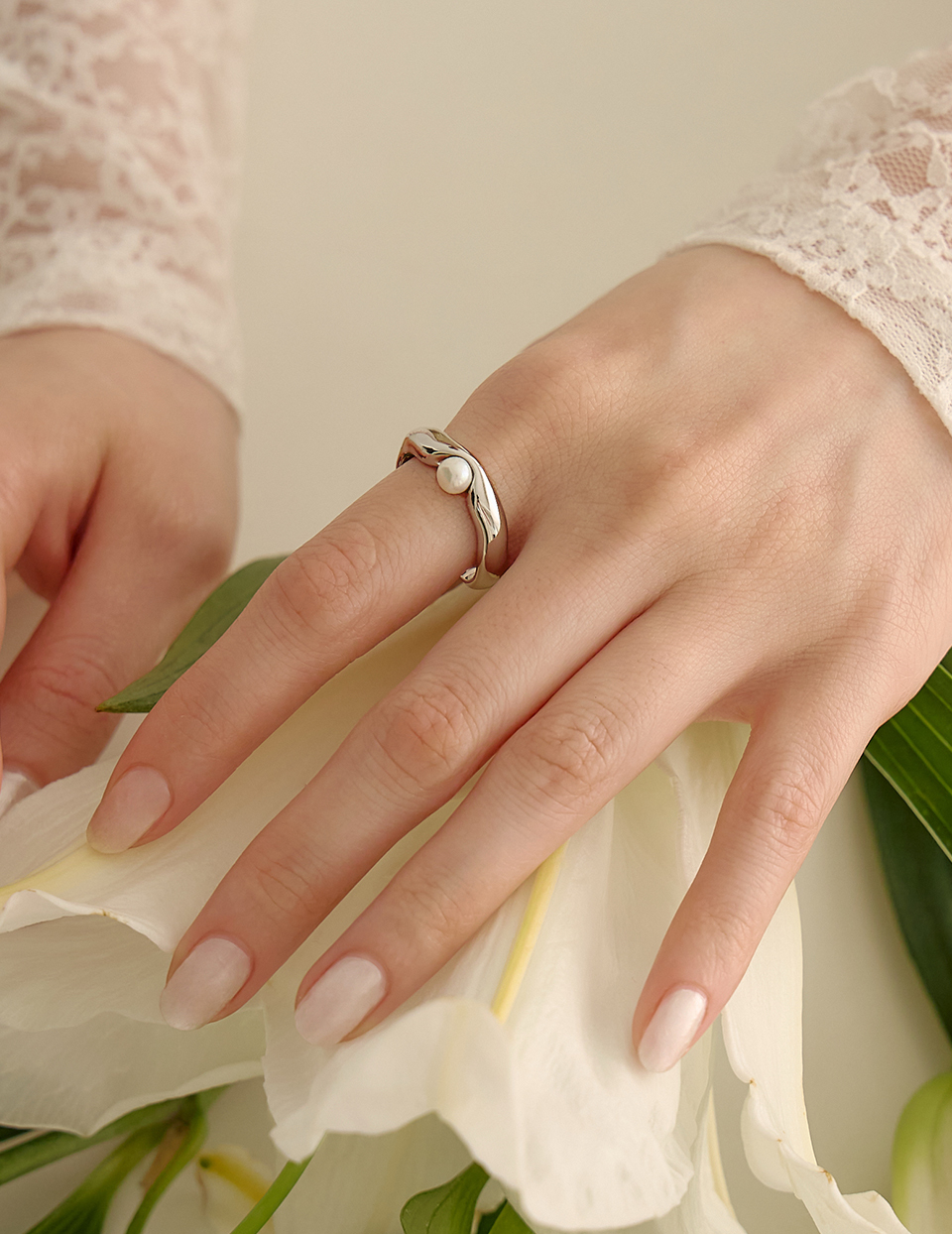 微光珍珠戒指(銀)