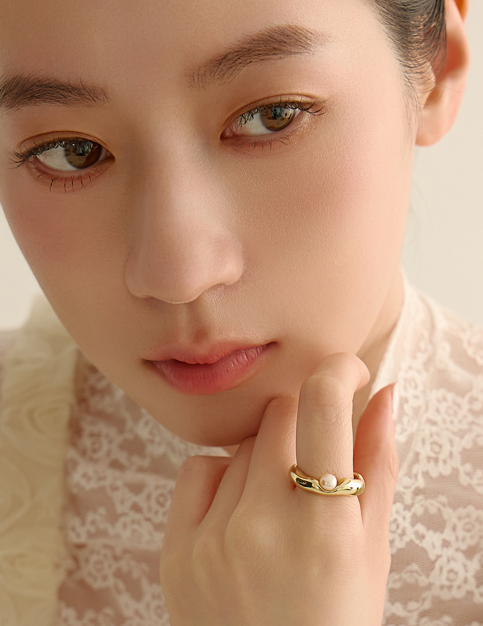 微光珍珠戒指(金)