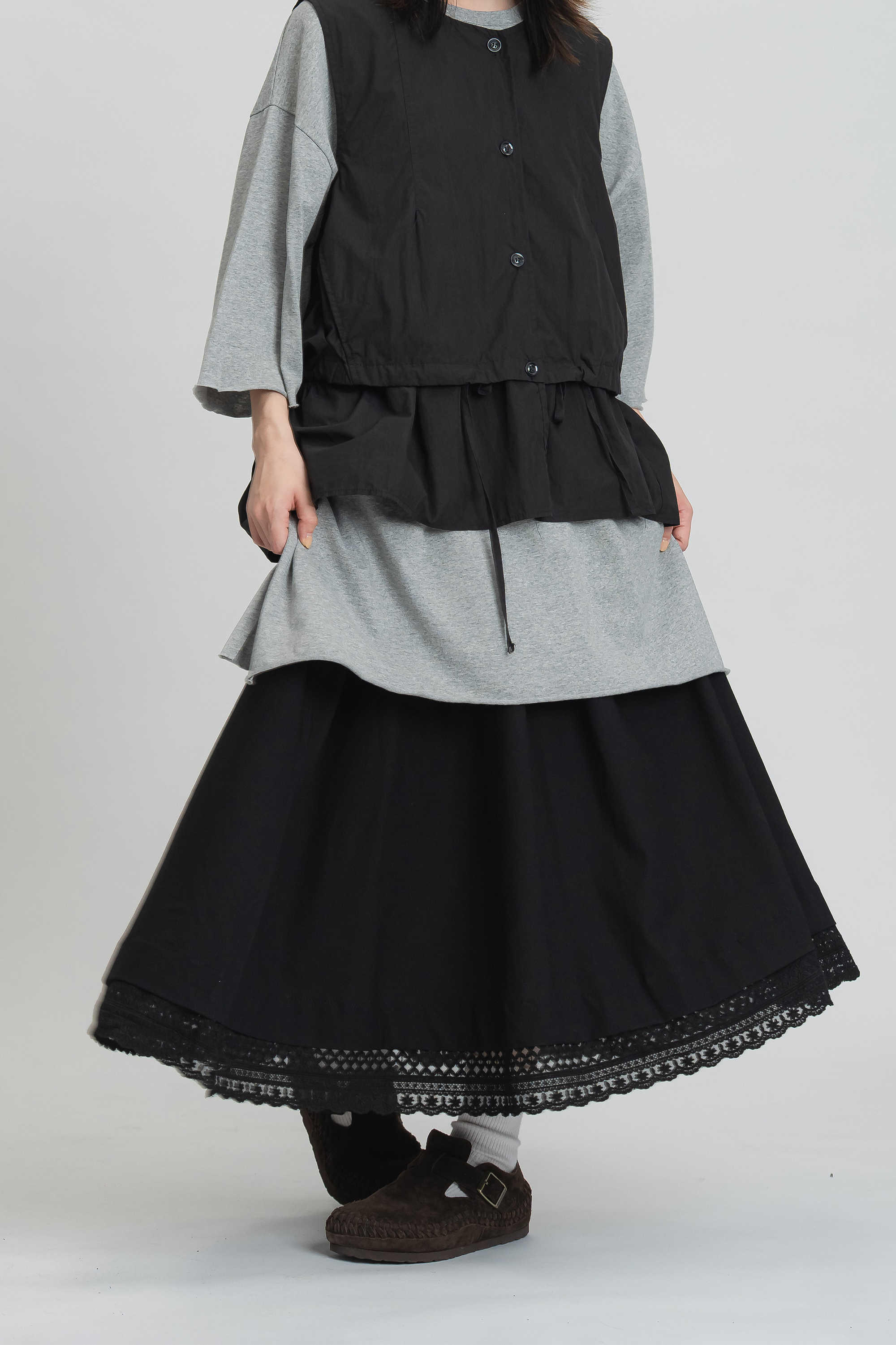 日系拼接雕花半身裙 3色