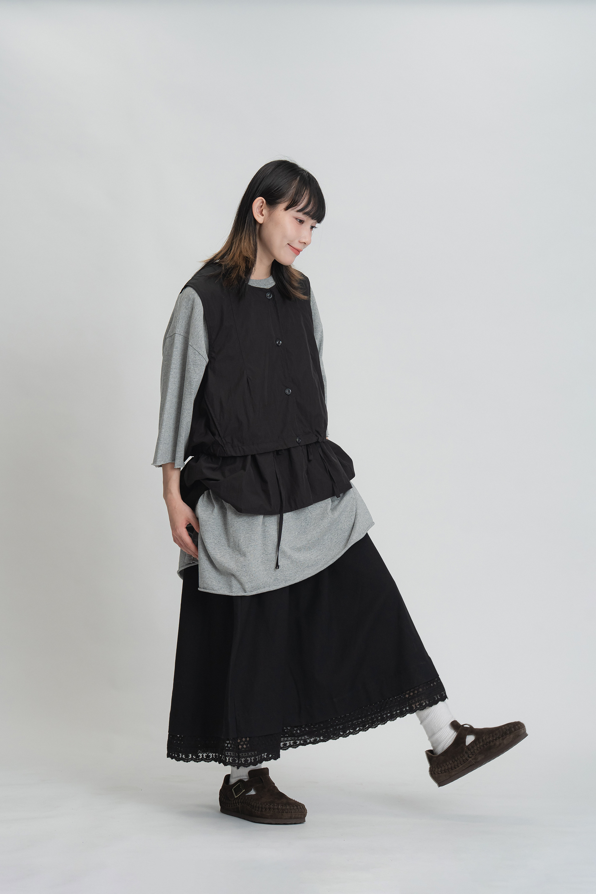 日系拼接雕花半身裙 3色