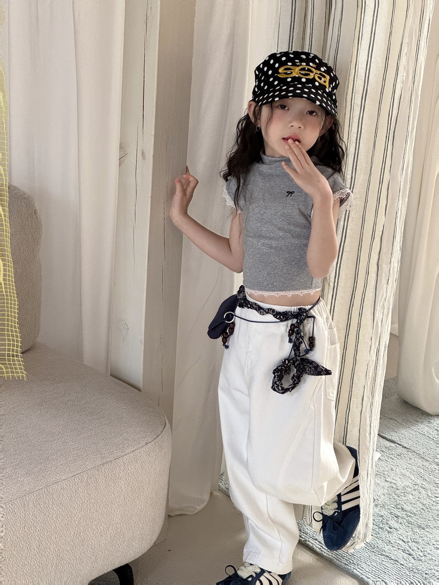 三色合身短版蕾絲上衣