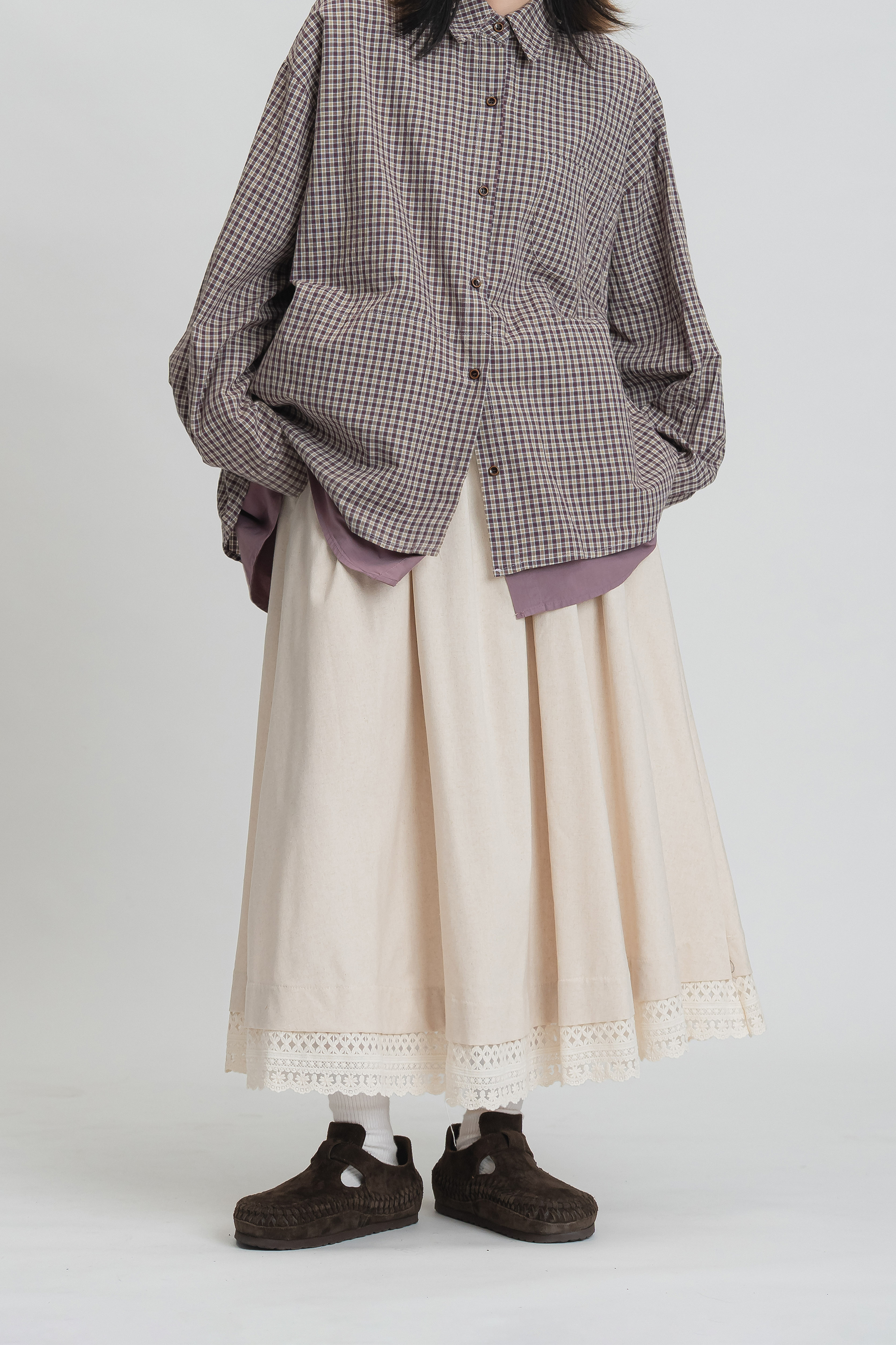 日系拼接雕花半身裙 3色