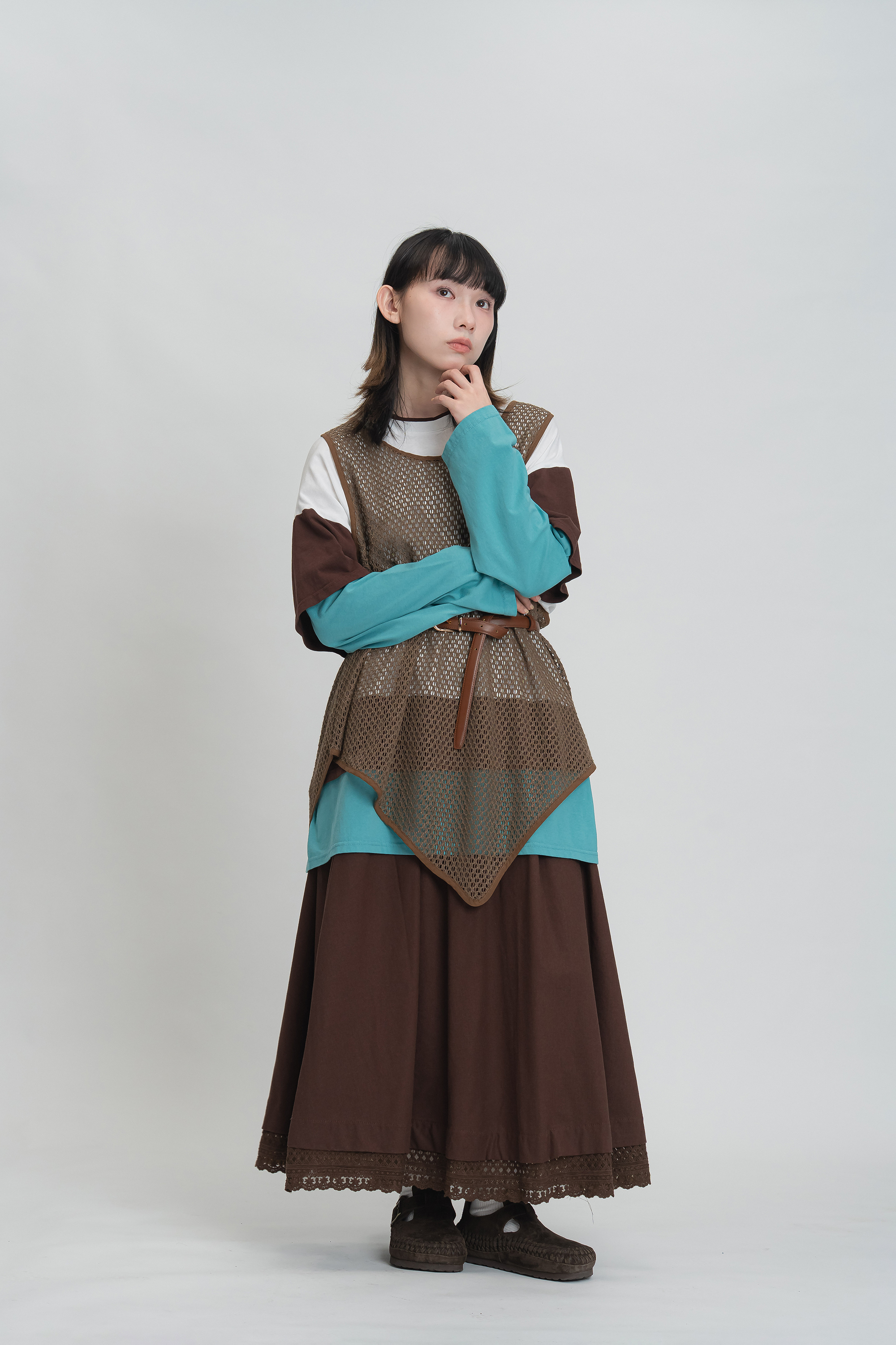 日系拼接雕花半身裙 3色