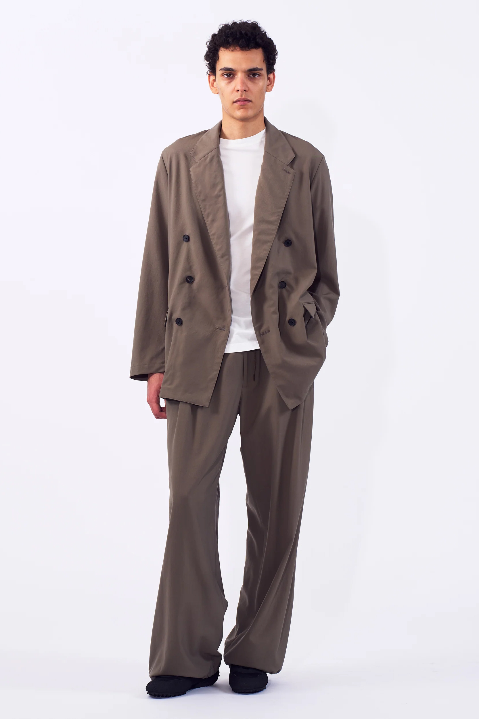 YOKE WOOL WASHER TROPICAL 2PLEATED EASY TROUSERS (2COL)