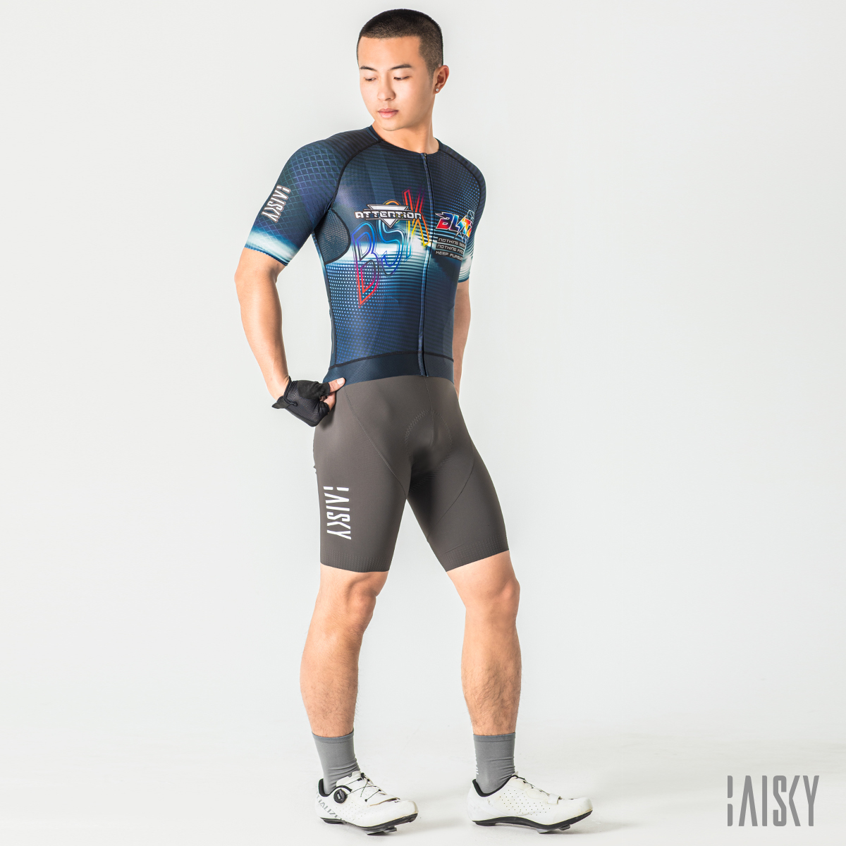 男款空力短車衣 電戰 藍