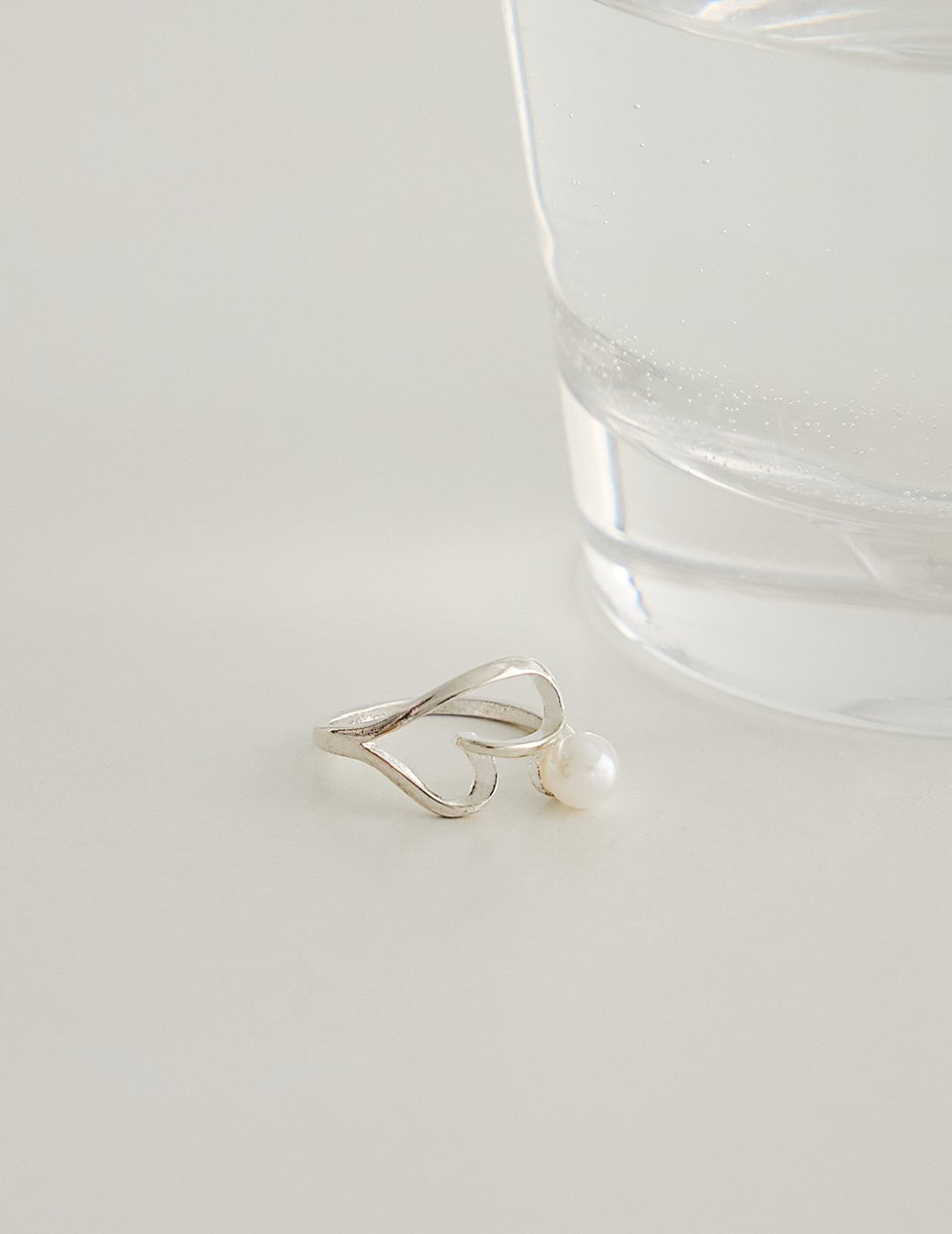 設計感愛心珍珠可調式戒指