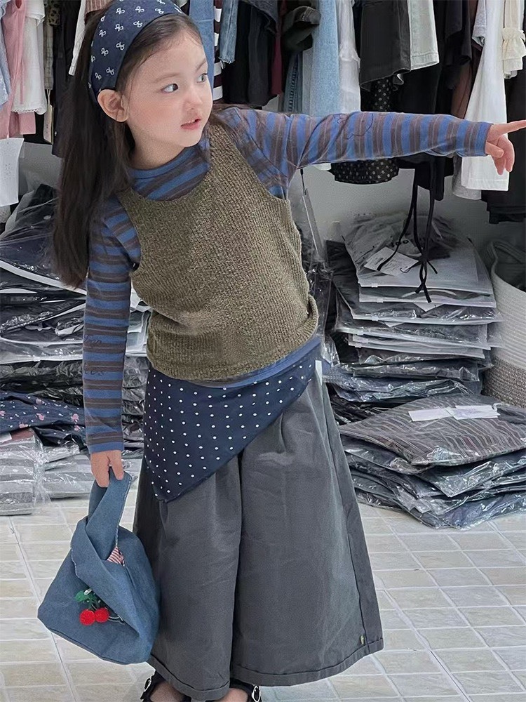 時尚休閒寬褲|含腰巾