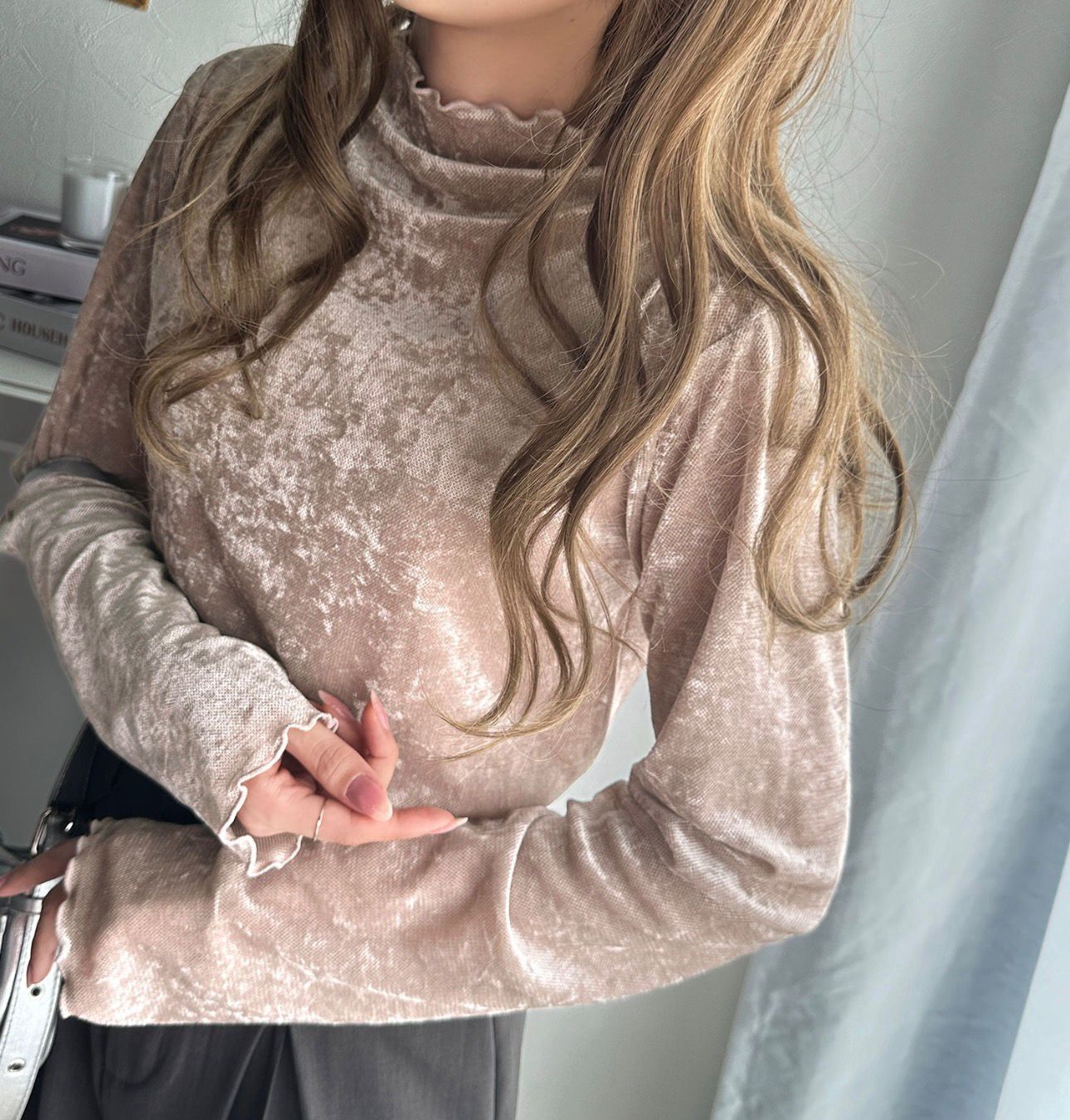 【預購】JN031311 classicalelf 絲絨透視高領上衣