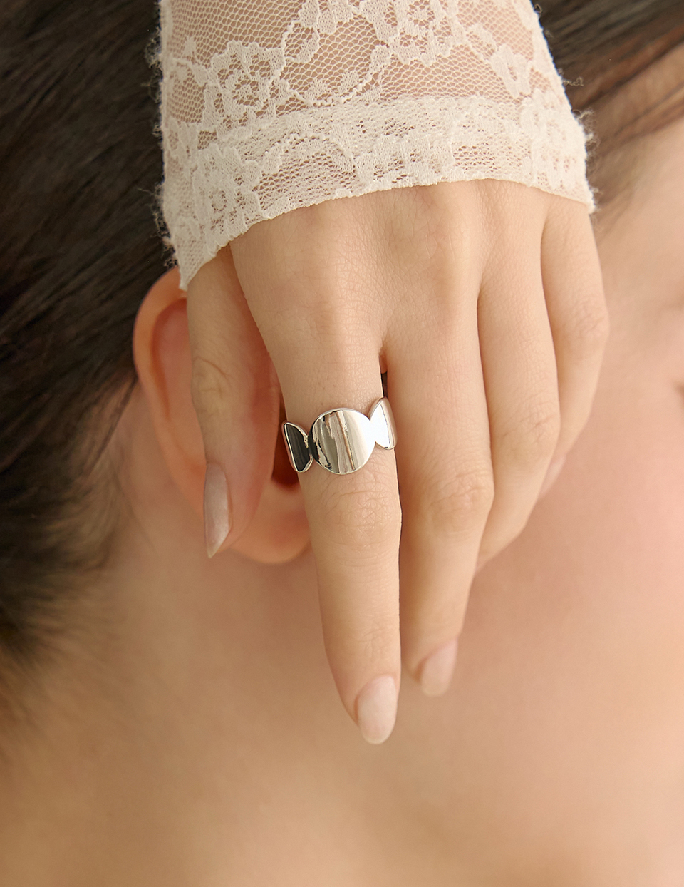 圓弧波浪寬版可調式戒指