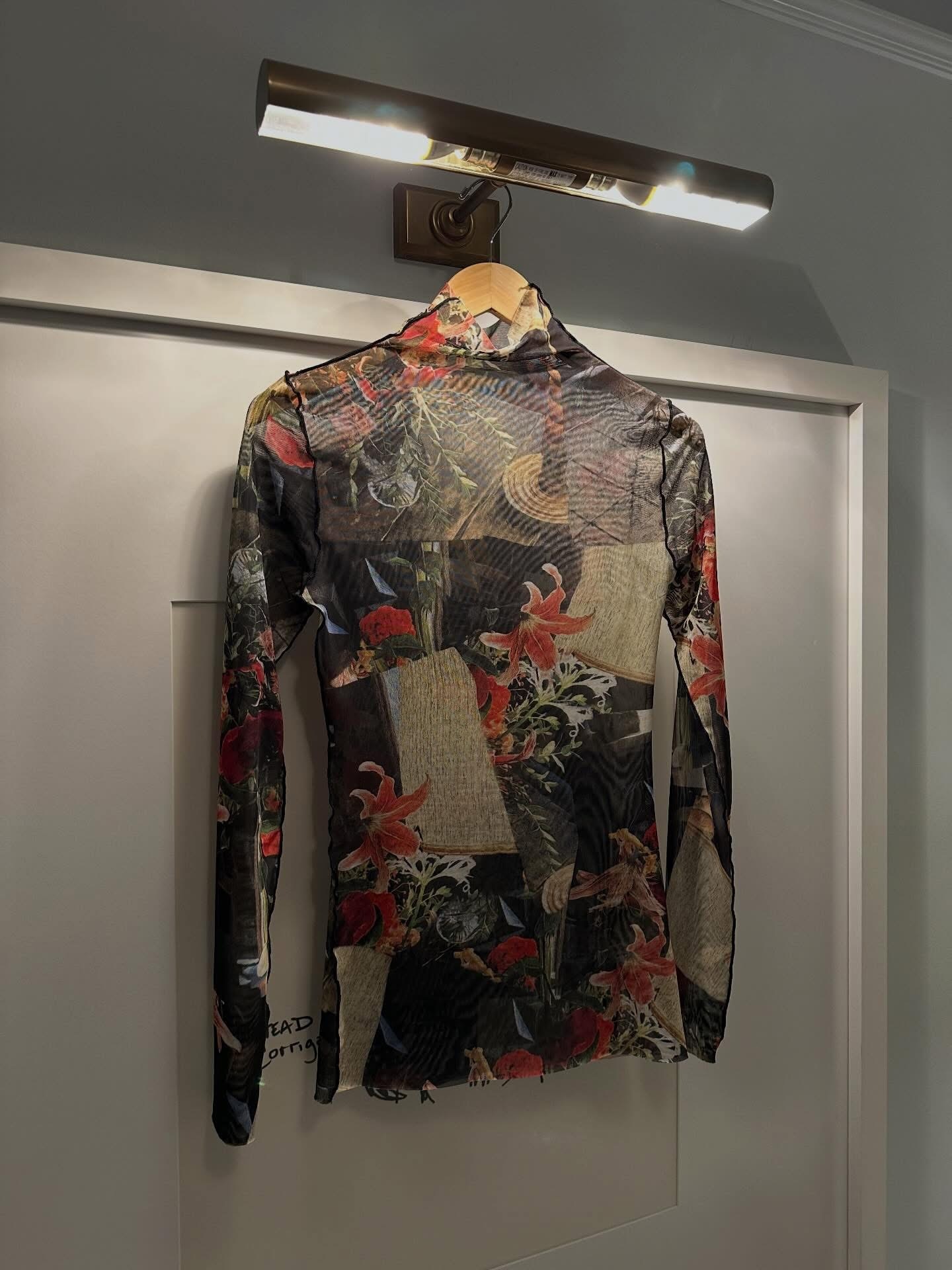 PDD Collection Floral print mesh top