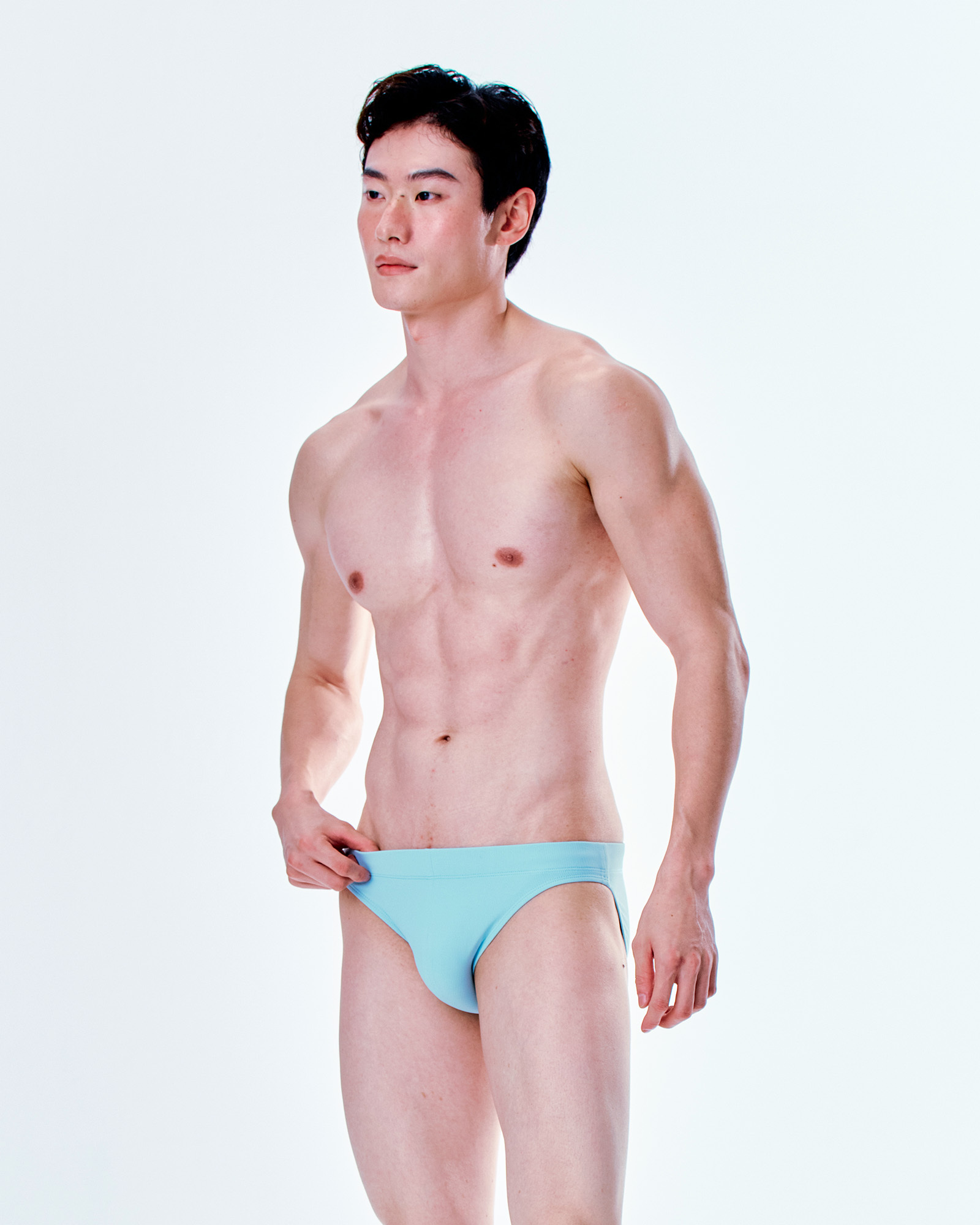 【羅紋夏天藍】Saxon 男性低腰三角泳褲