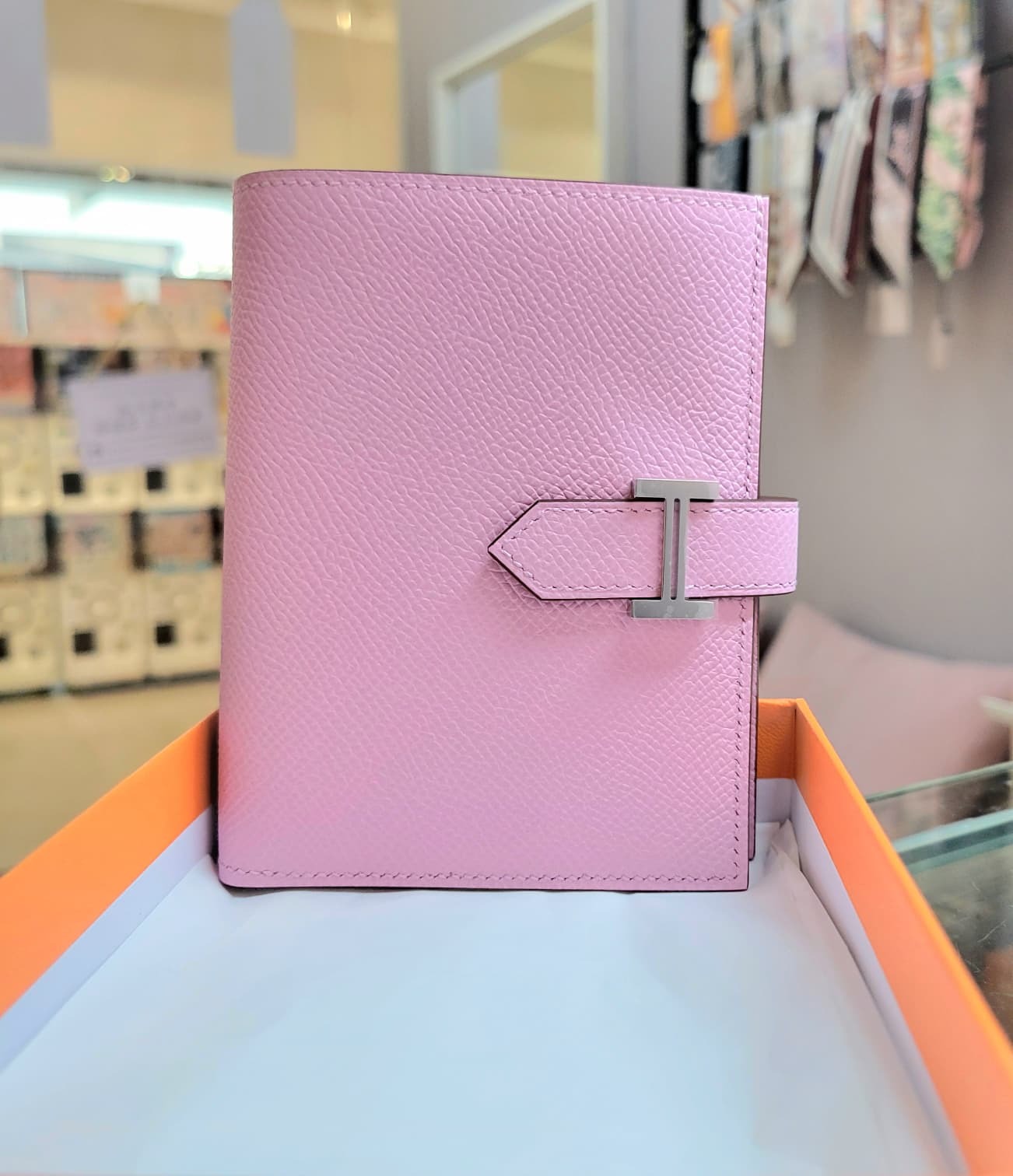 HERMES Bearn compact wallet X9 Mauve Sylvestre CK 錦葵紫銀扣