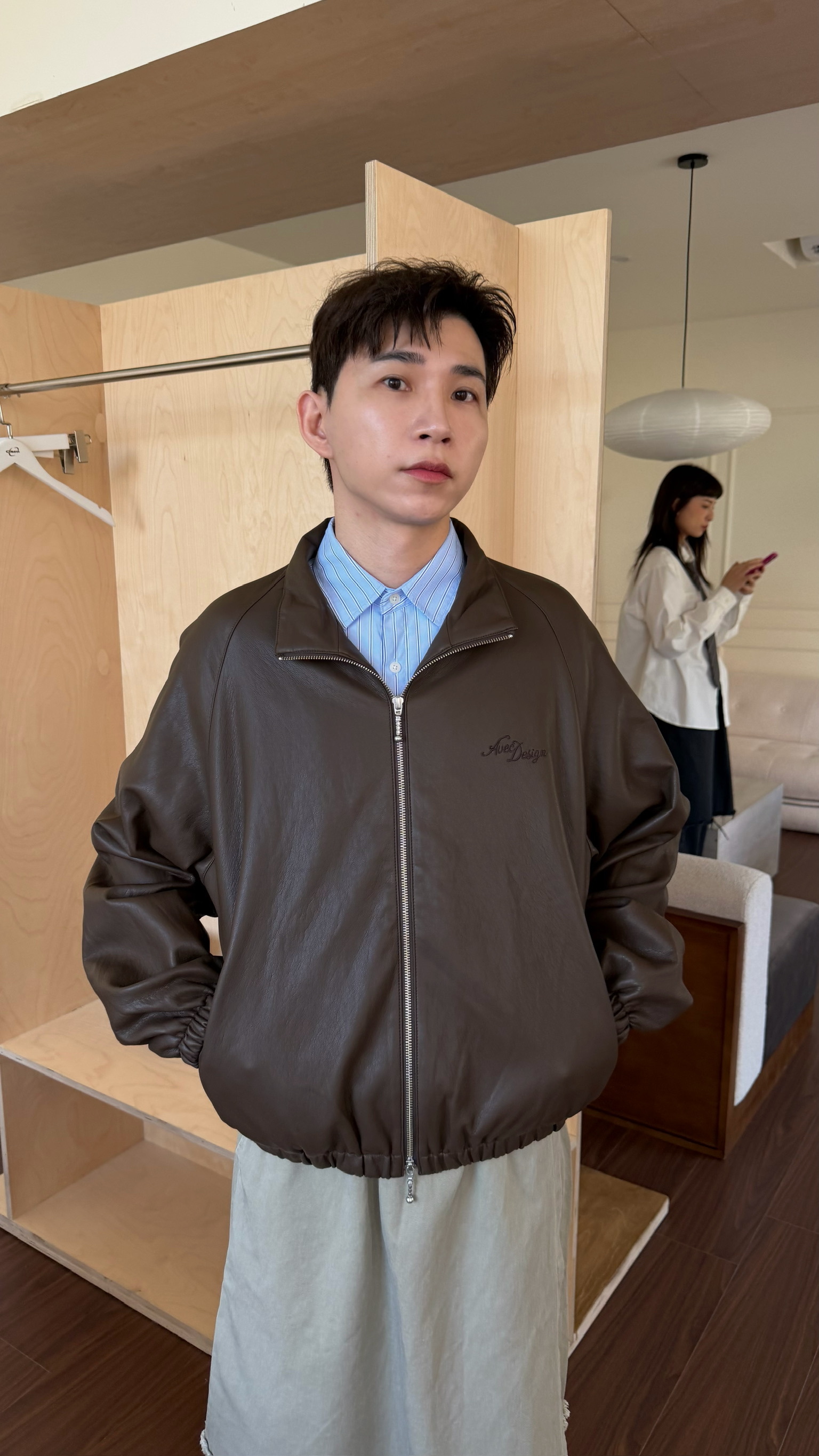 高端立領柔軟皮革夾克☝🏻