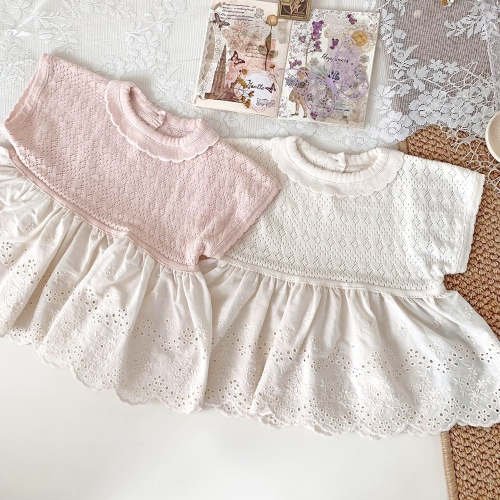 拼接針織緹花上衣