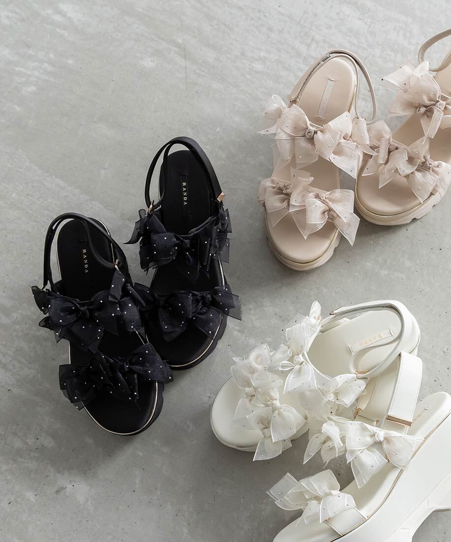 [預購] RANDA 透膚迷你蝴蝶結跟運動涼鞋