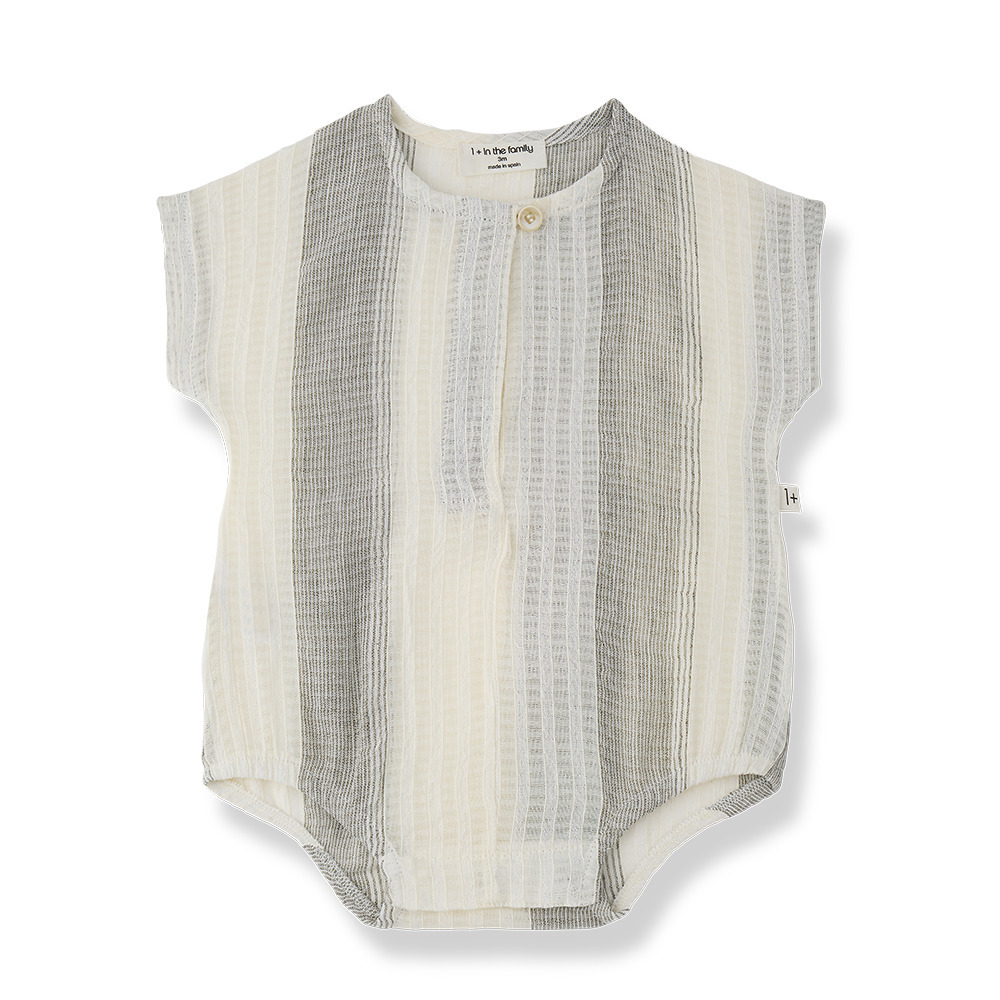 1+ in the family 漸層條紋單釦包屁衣 BORDILS - grey