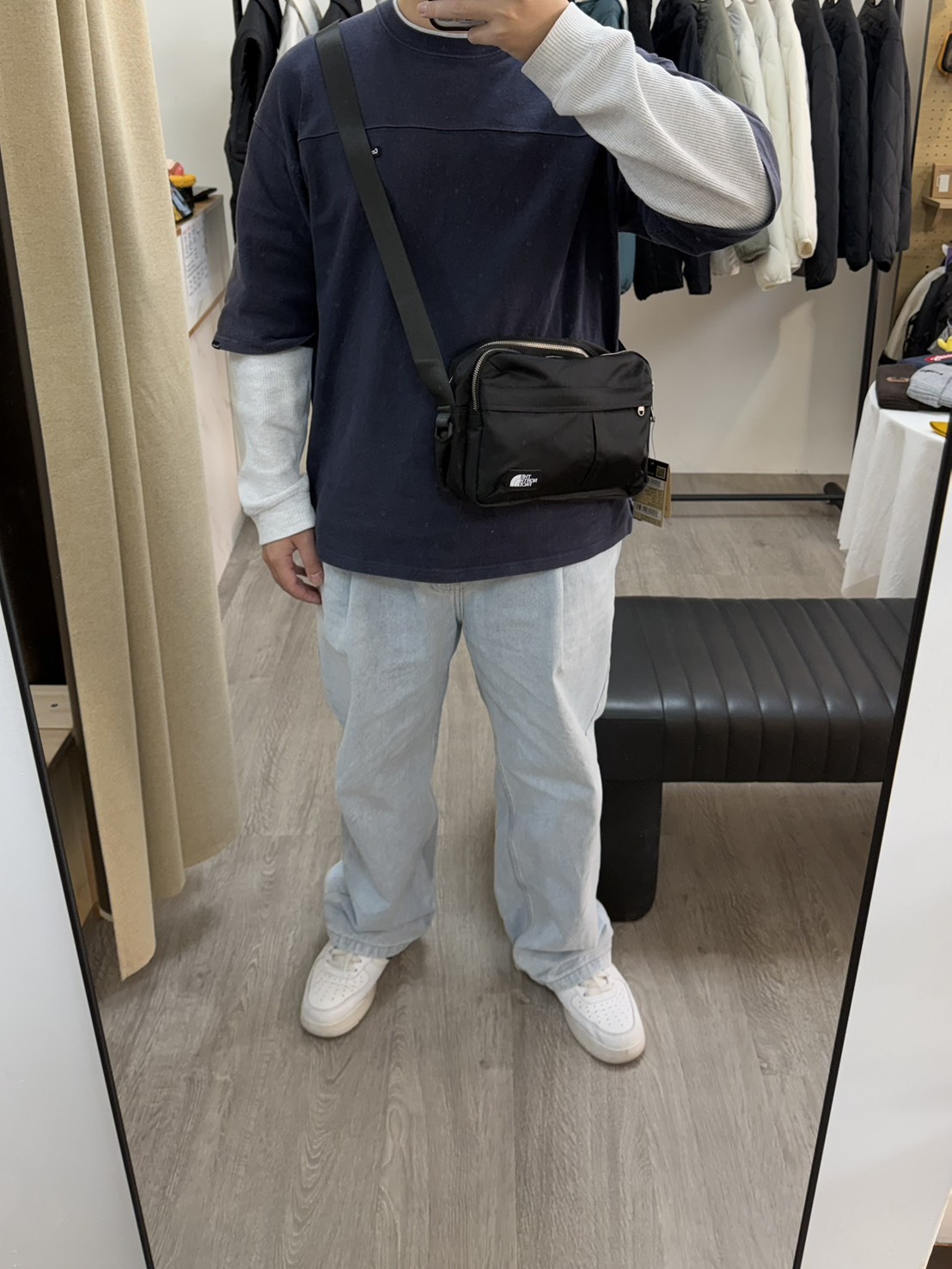 【OWN】The North Face 包包 側背包 小包 腰包 方包 機能 百搭 簡約 黑標 金屬 拉鍊 韓國限定 不分男女 黑色 綠色