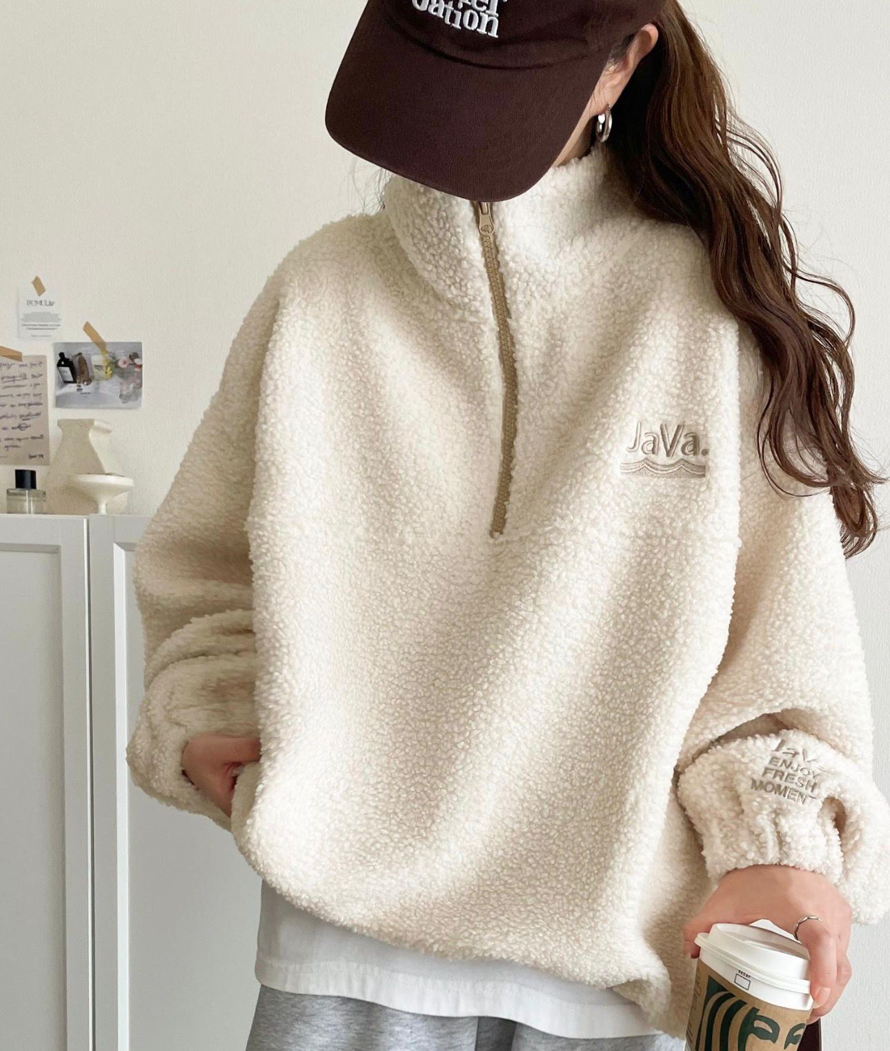 【預購】JN031313 Java 羊羔毛半開襟衛衣