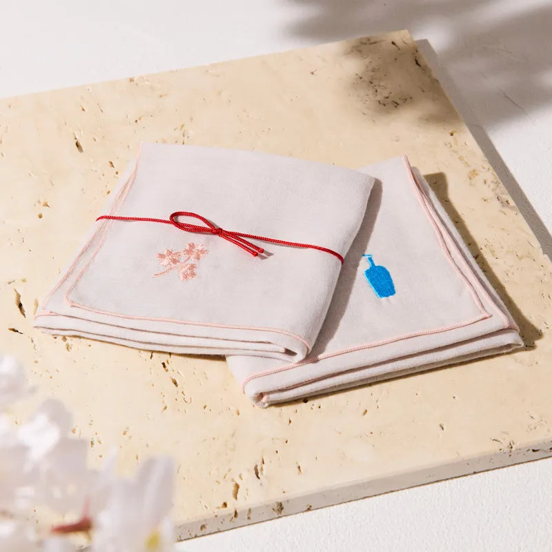 2026SS BLUE BOTTLE 藍瓶 SAKURA 方巾 限定 櫻花 刺繡 手帕 現貨