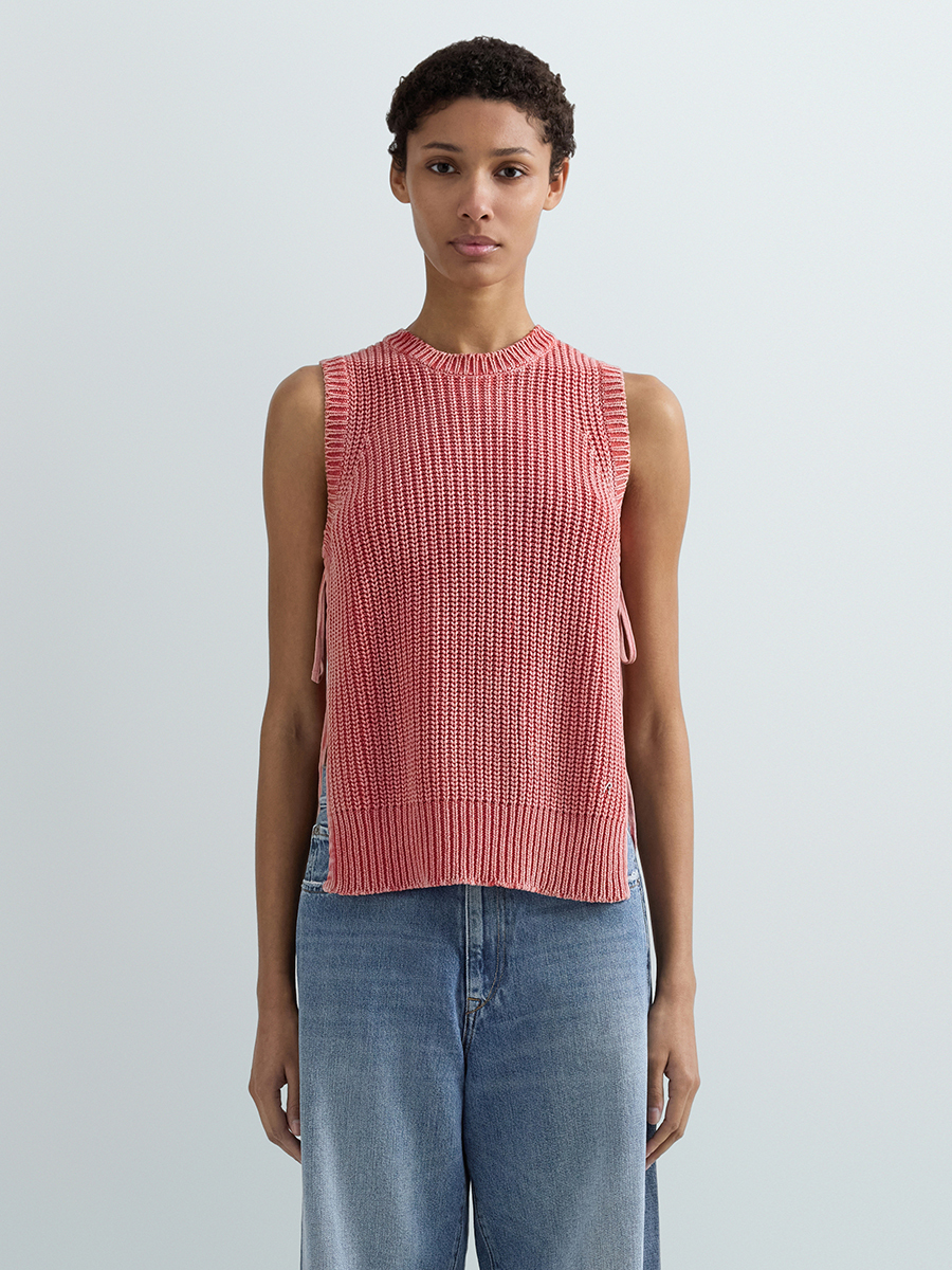 蜜桃色針織背心上衣