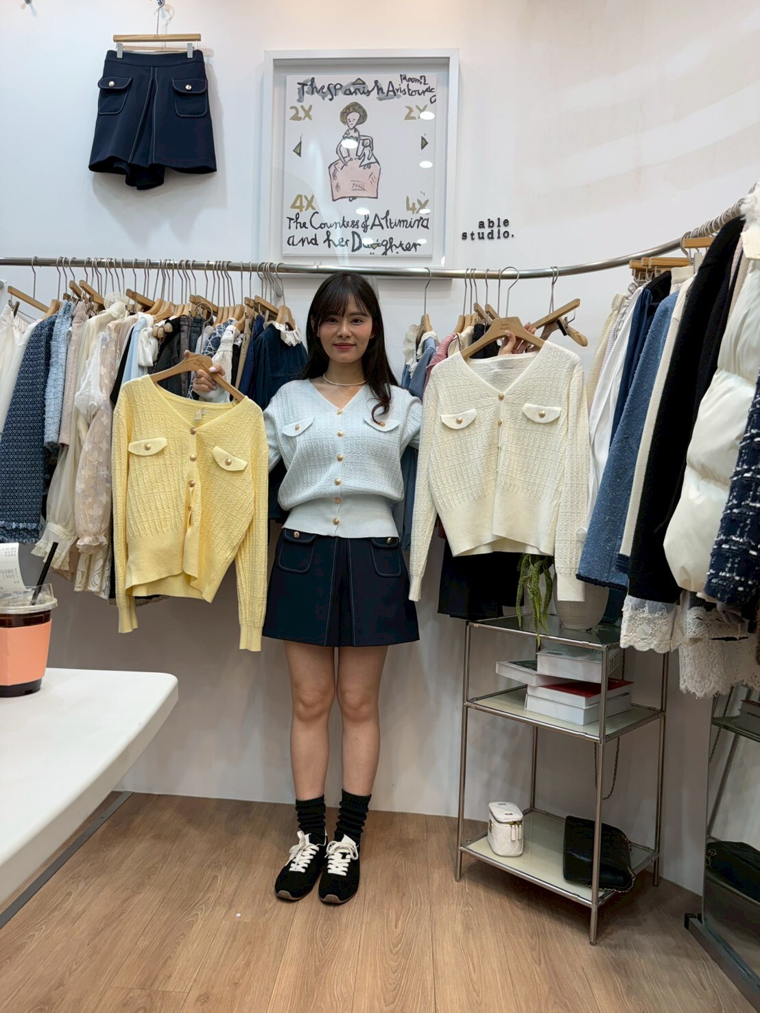 AS6004 假袋金鈕扣針織外套