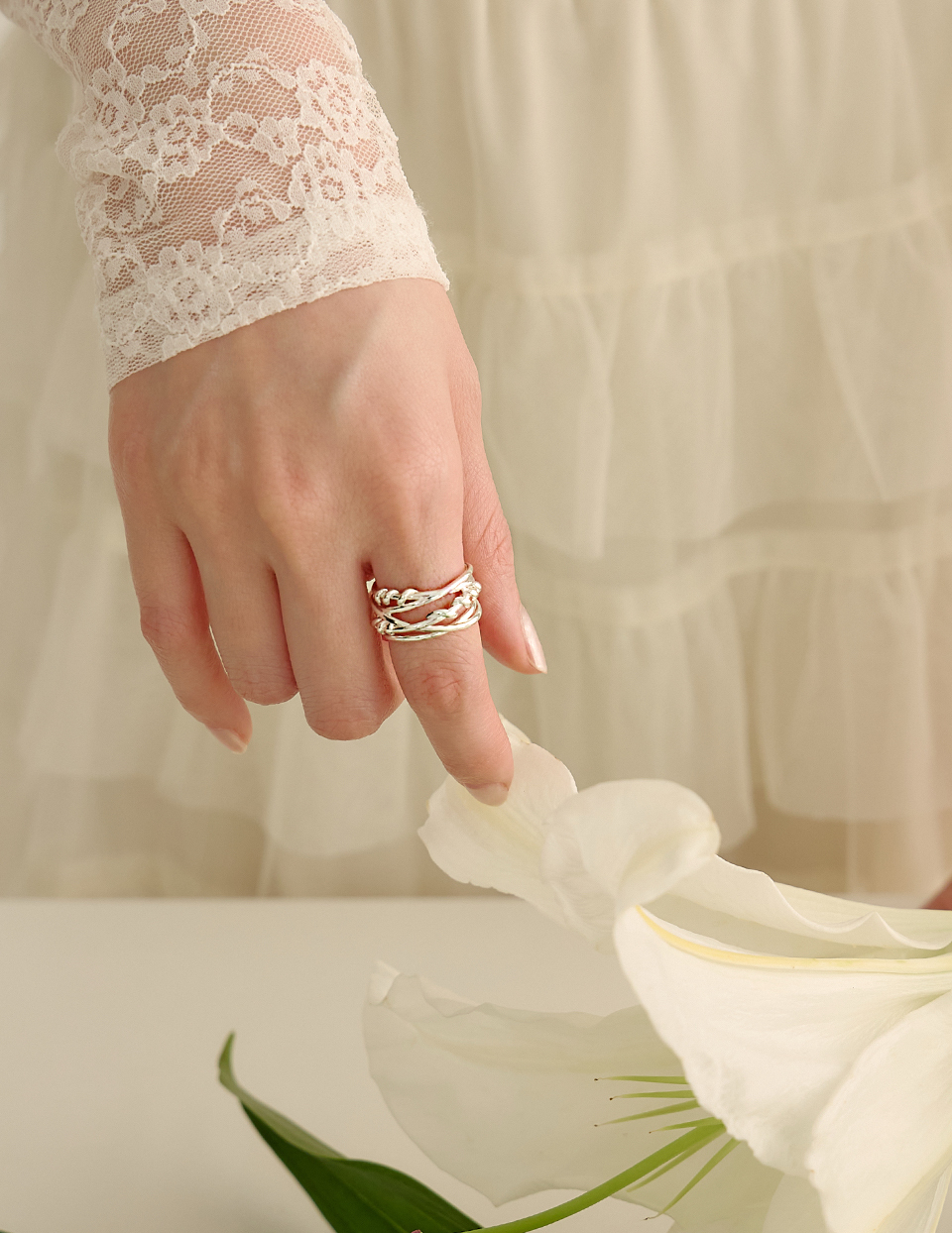 多層交織纏繞可調式戒指