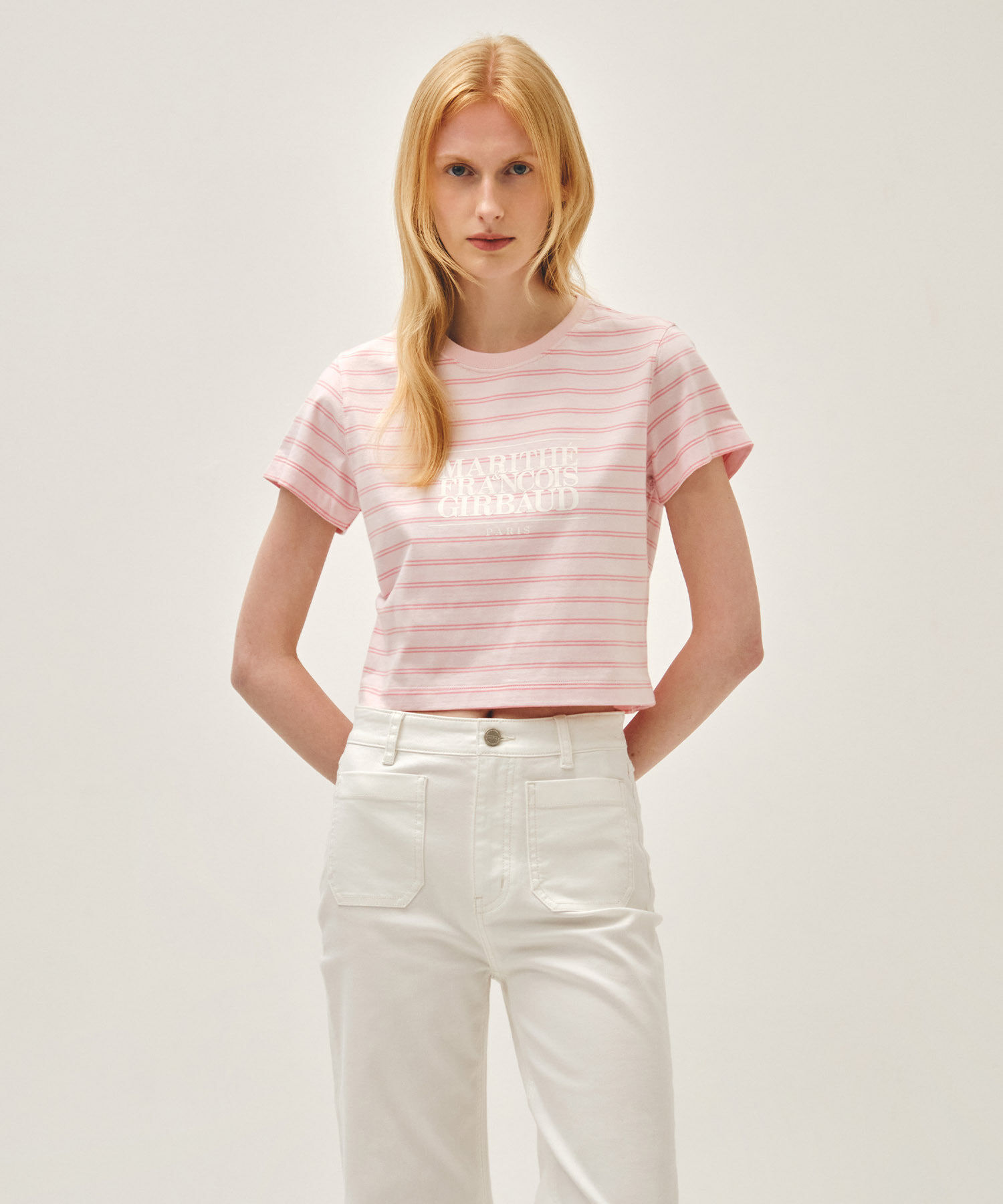 【入LIVECODE一件減至$228😱🔥！】【2026首次春夏封館😍】\最新夏日糖果間條/【MFG】W CLASSIC LOGO CROP TEE (Light mint/Pink/Dark navy/Charcoal/Ivory)