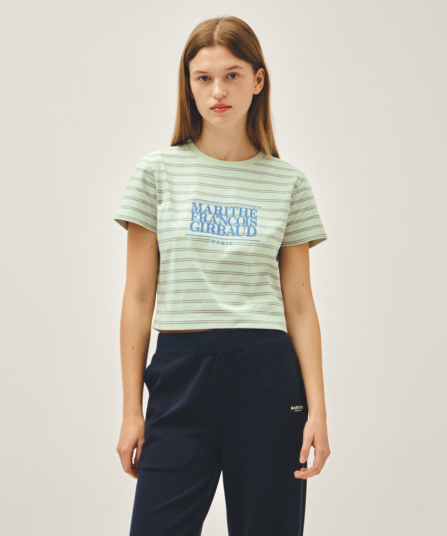 【品牌清貨SALE】 【現貨】【MFG】W CLASSIC LOGO CROP TEE (Light mint/Pink/Dark navy/mint/Ivory)