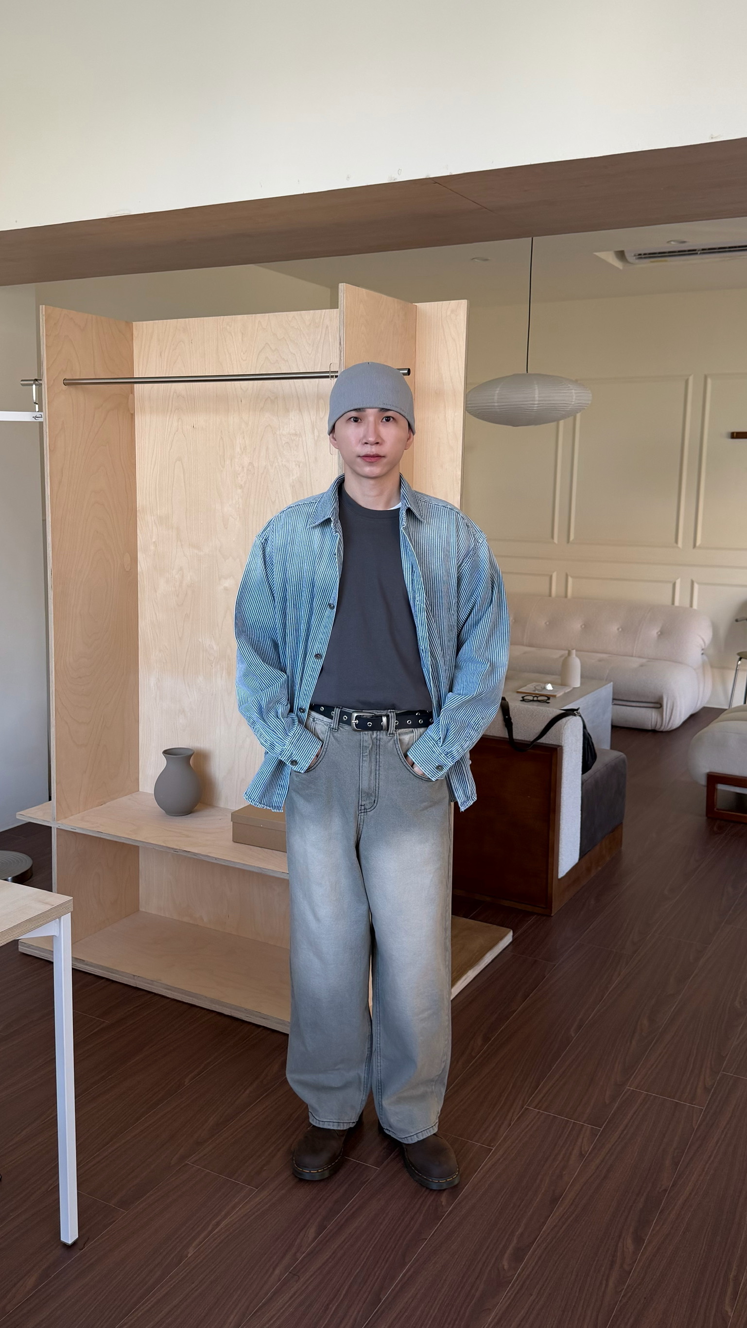 漸層刷白直紋牛仔襯衫☝🏻