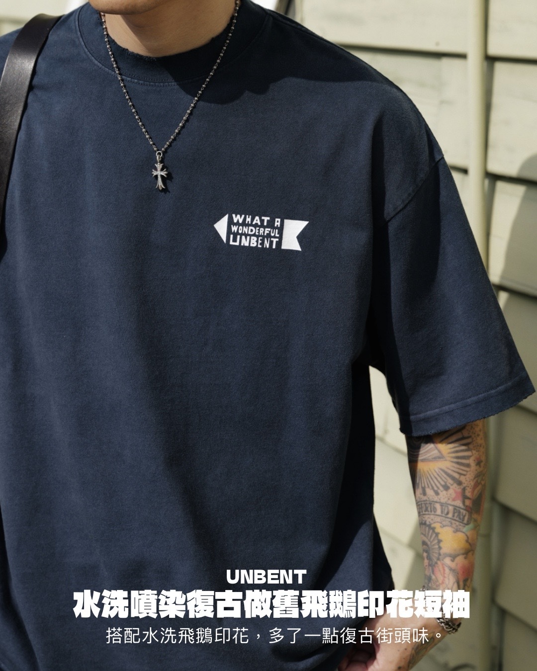 #預購 UNBENT 26SS 休閒 水洗噴染 復古做舊 飛鵝印花 純棉短踢 三色