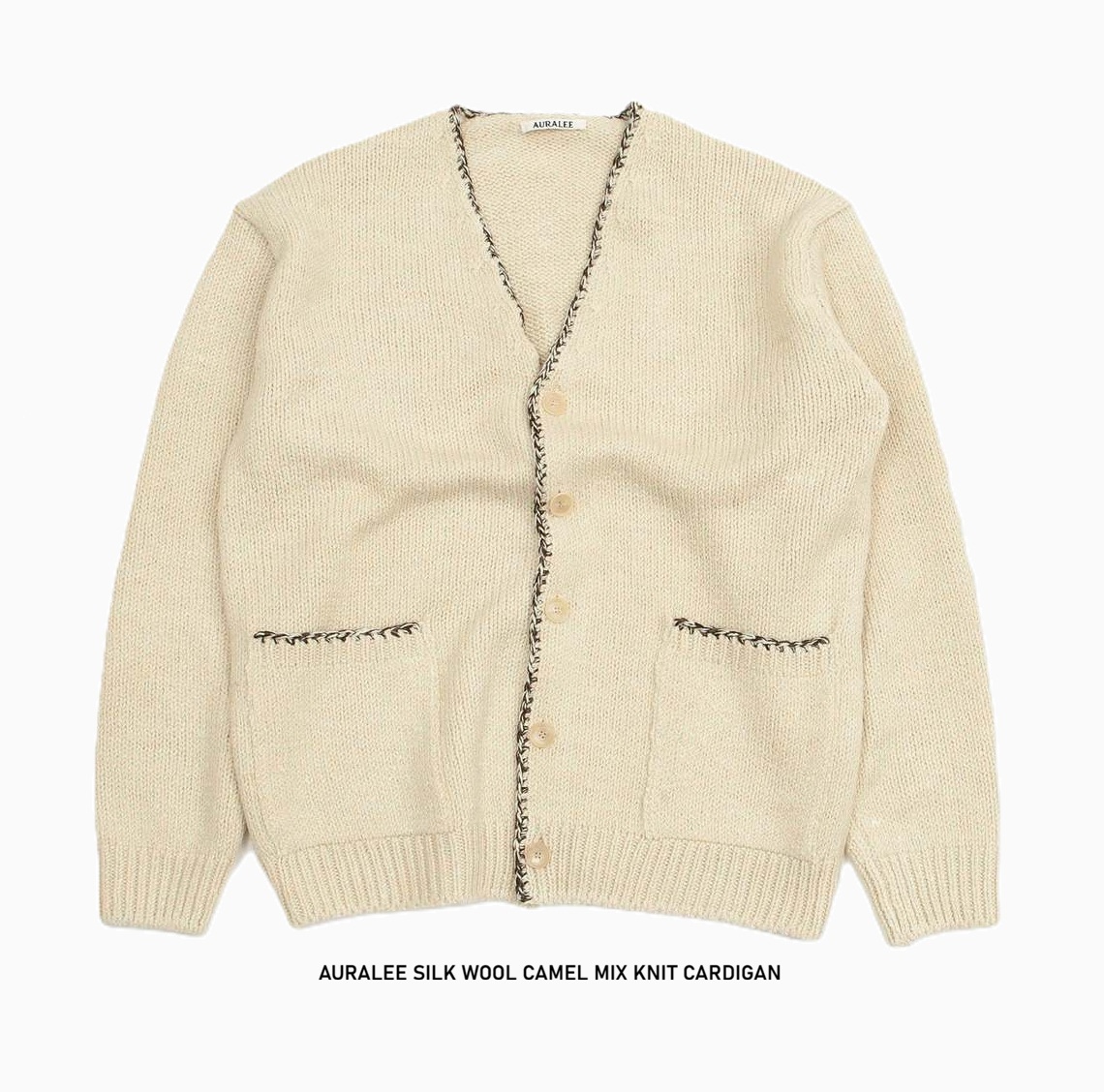 LAST PCS: AURALEE SILK WOOL CAMEL MIX KNIT CARDIGAN - PRE ORDER ITEM (預訂中)