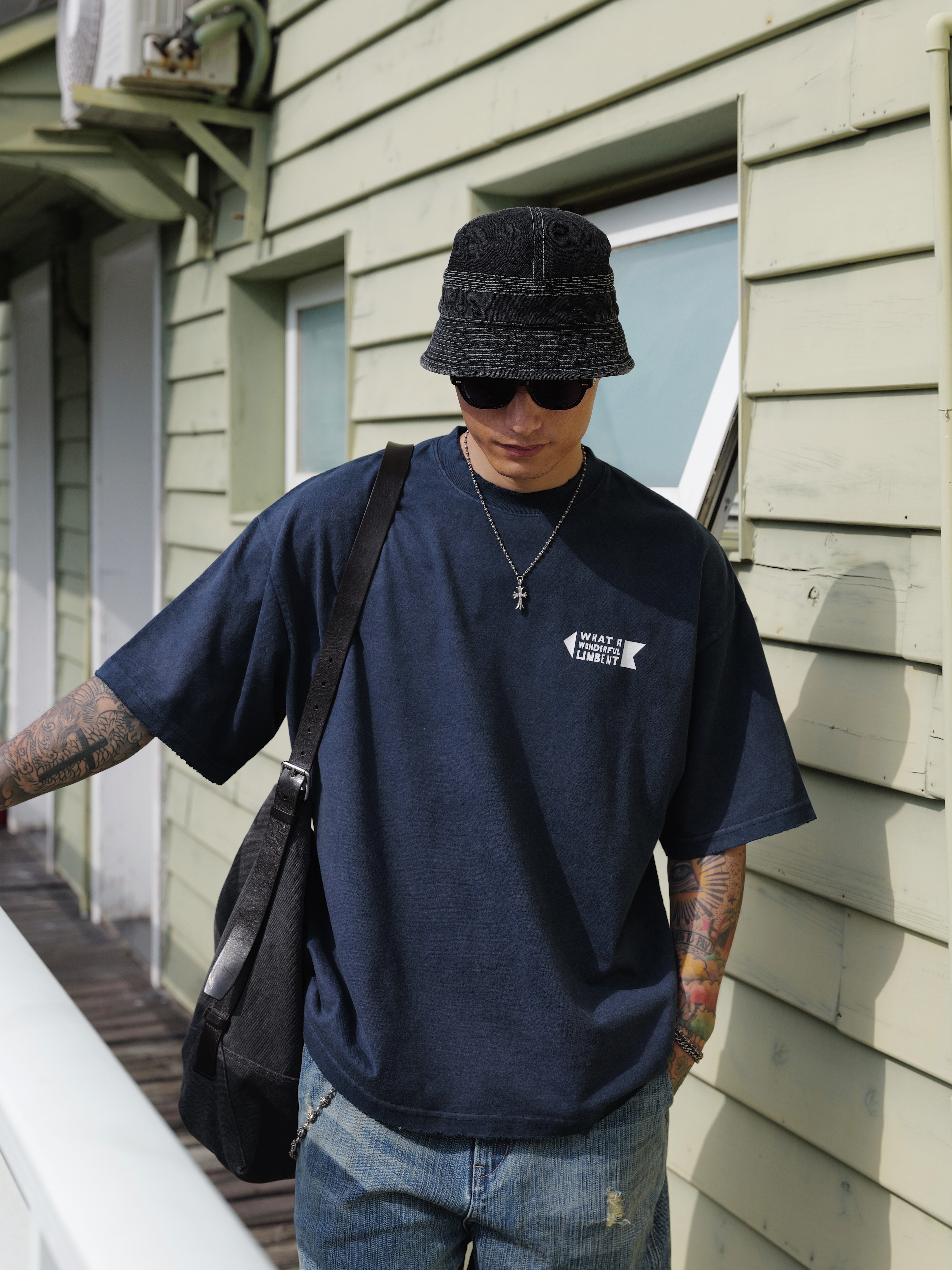 #預購 UNBENT 26SS 休閒 水洗噴染 復古做舊 飛鵝印花 純棉短踢 三色