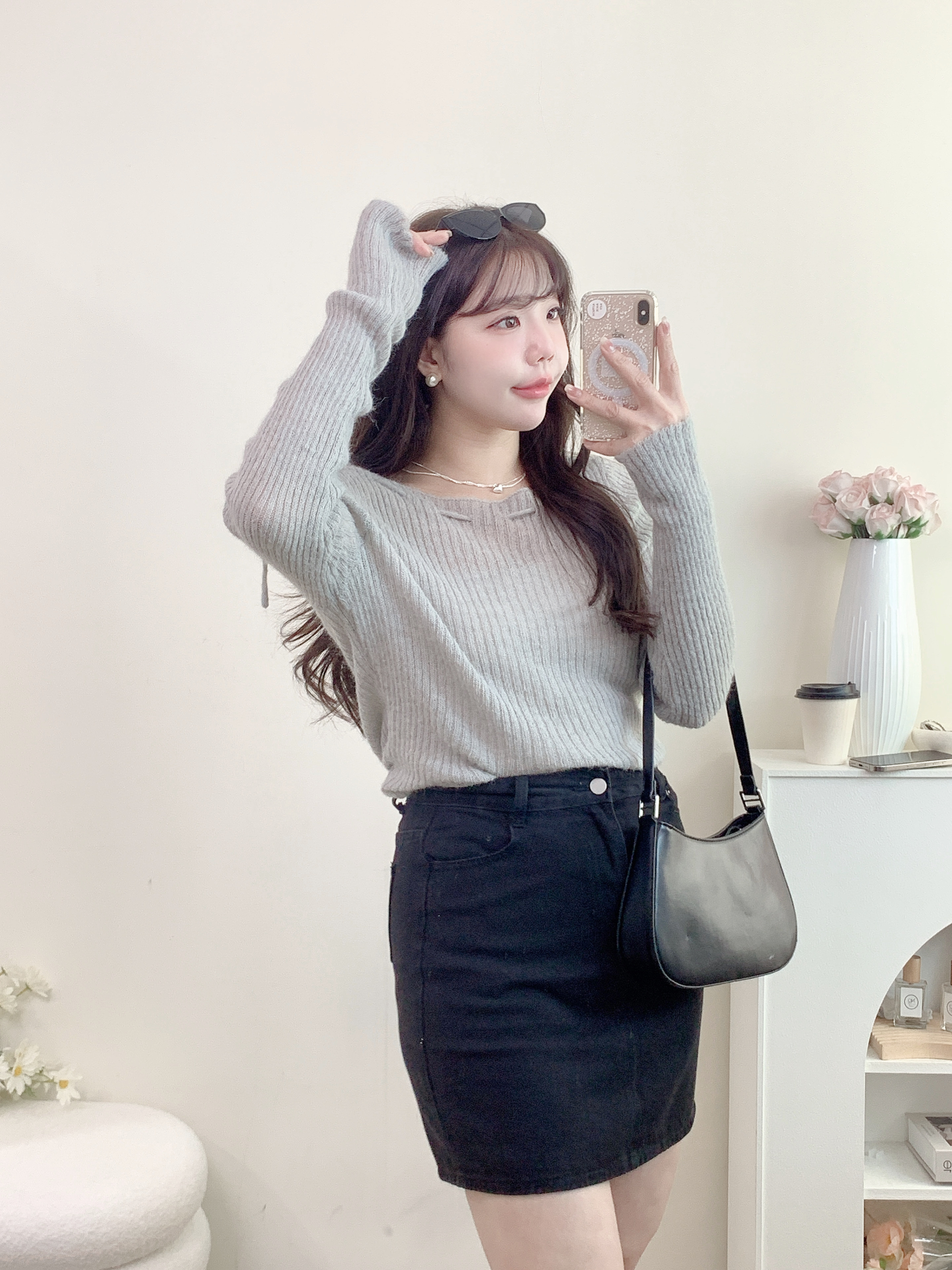 高腰顯瘦A字牛仔短裙(2 colors)