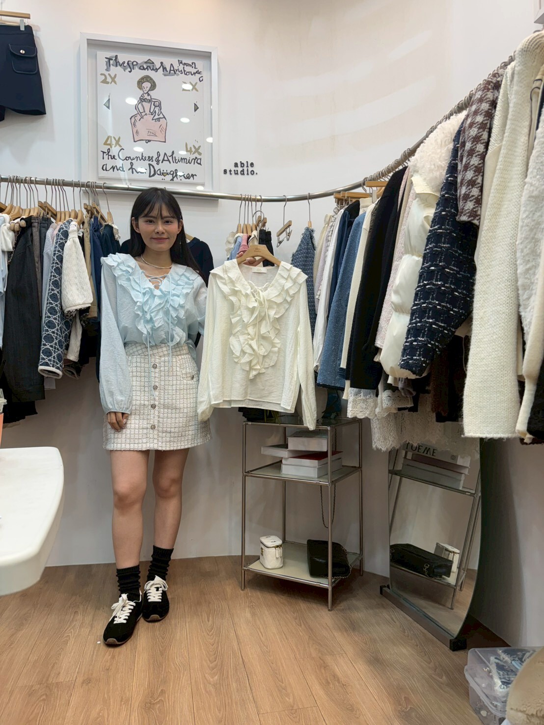 AS6050 華麗層層荷葉領雪紡上衣