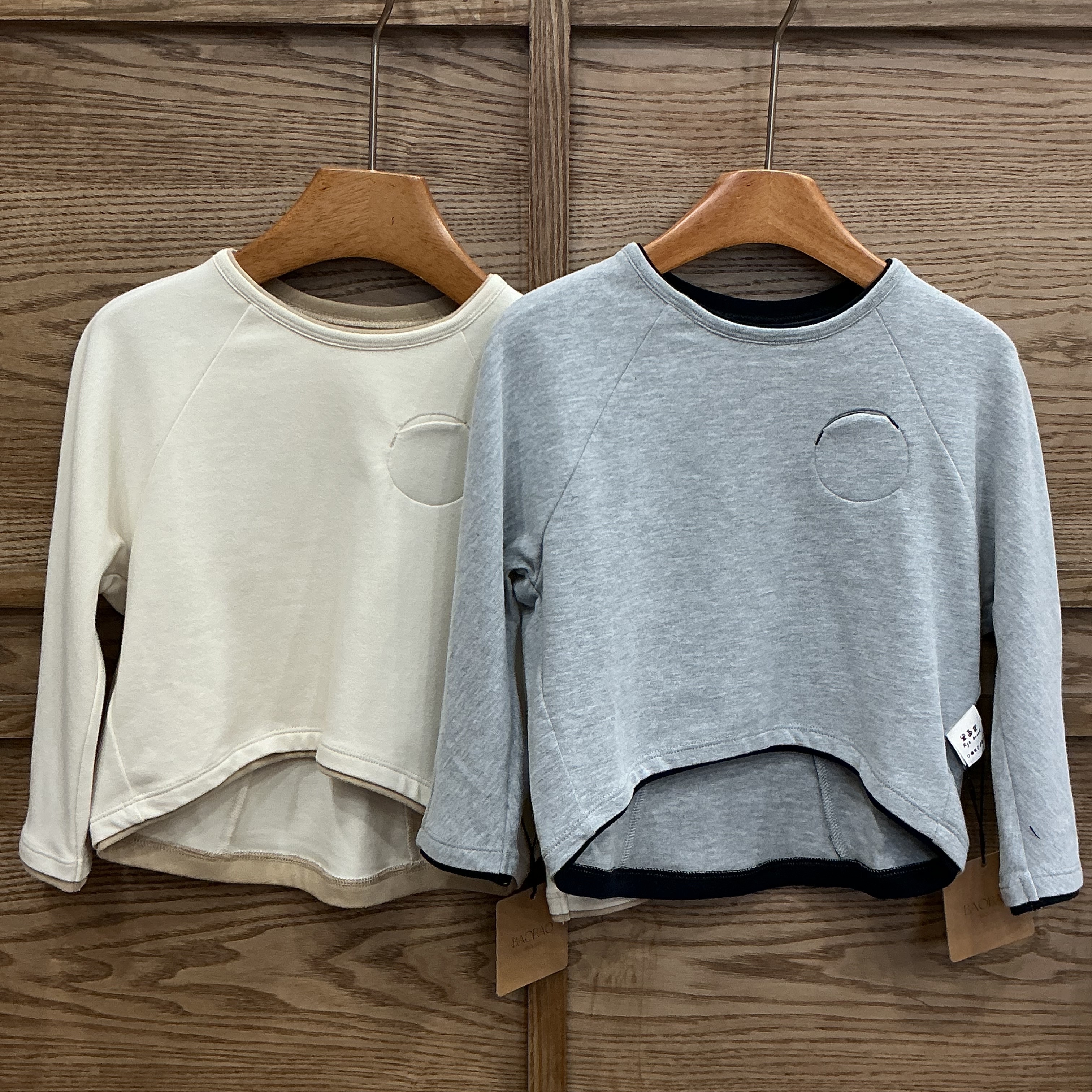 A04344設計師品牌假兩件拼色上衣