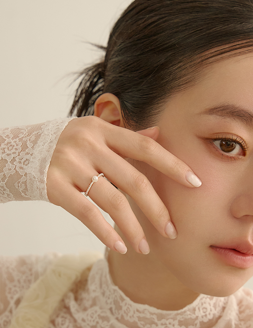 質感珍珠可調式戒指