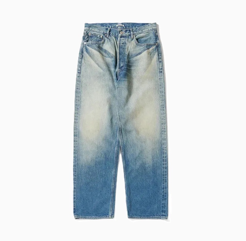 RE-STOCK: AURALEE SELVEDGE FADED HEAVY DENIM WIDE PANTS - INDIGO PRE ORDER ITEM (預訂中)