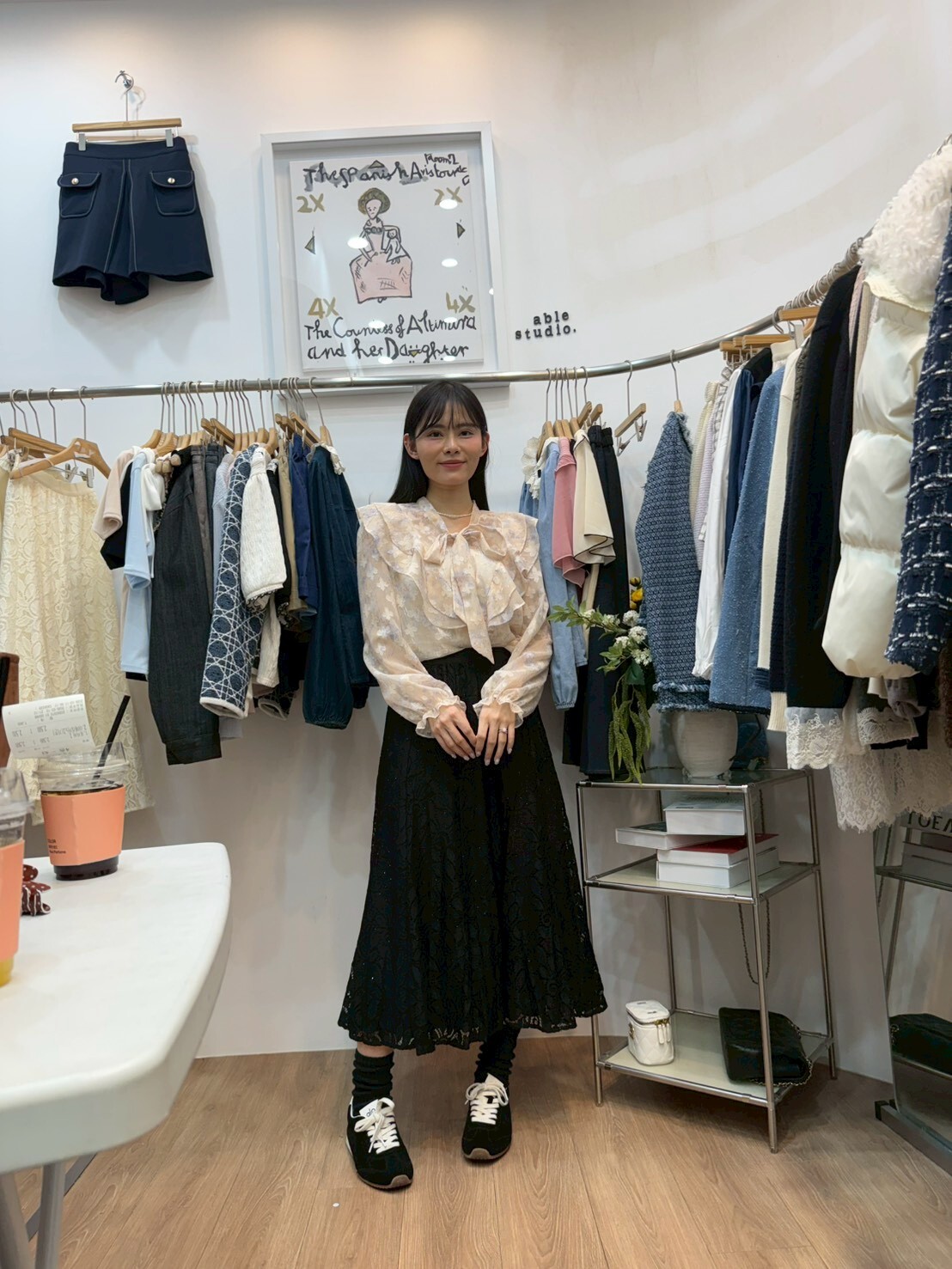 AS6048 水彩花圖案雪紡荷葉邊上衣