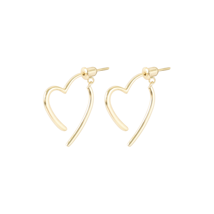 純銀耳飾，女士耳飾 暖金心弧垂落耳際；微光把心意收得更柔（4229金色）