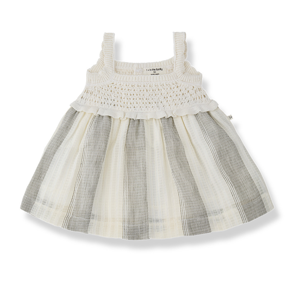 (預購）1+ in the family 漸層條紋拼接洋裝 FONTCLARA - grey