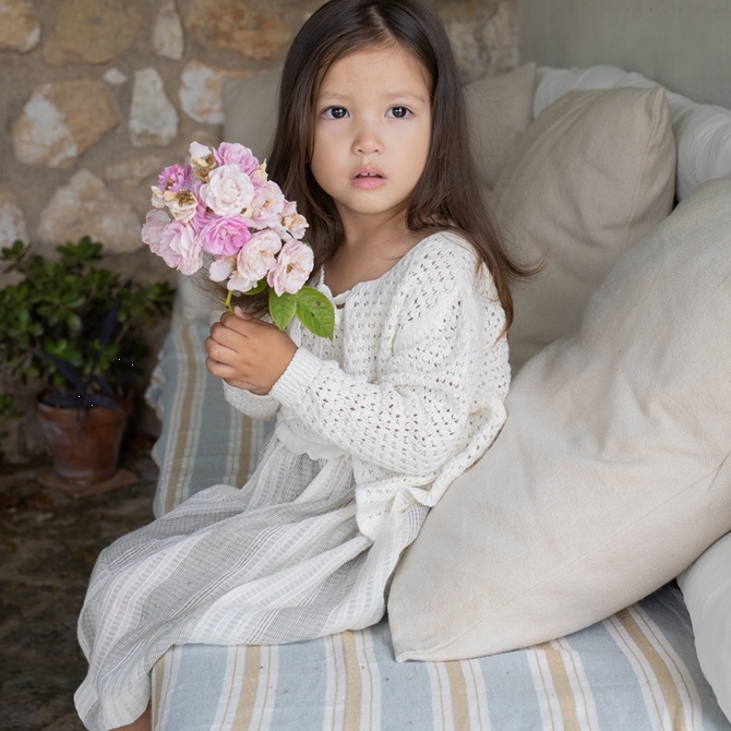 (預購）1+ in the family 漸層條紋拼接洋裝 FONTCLARA - grey