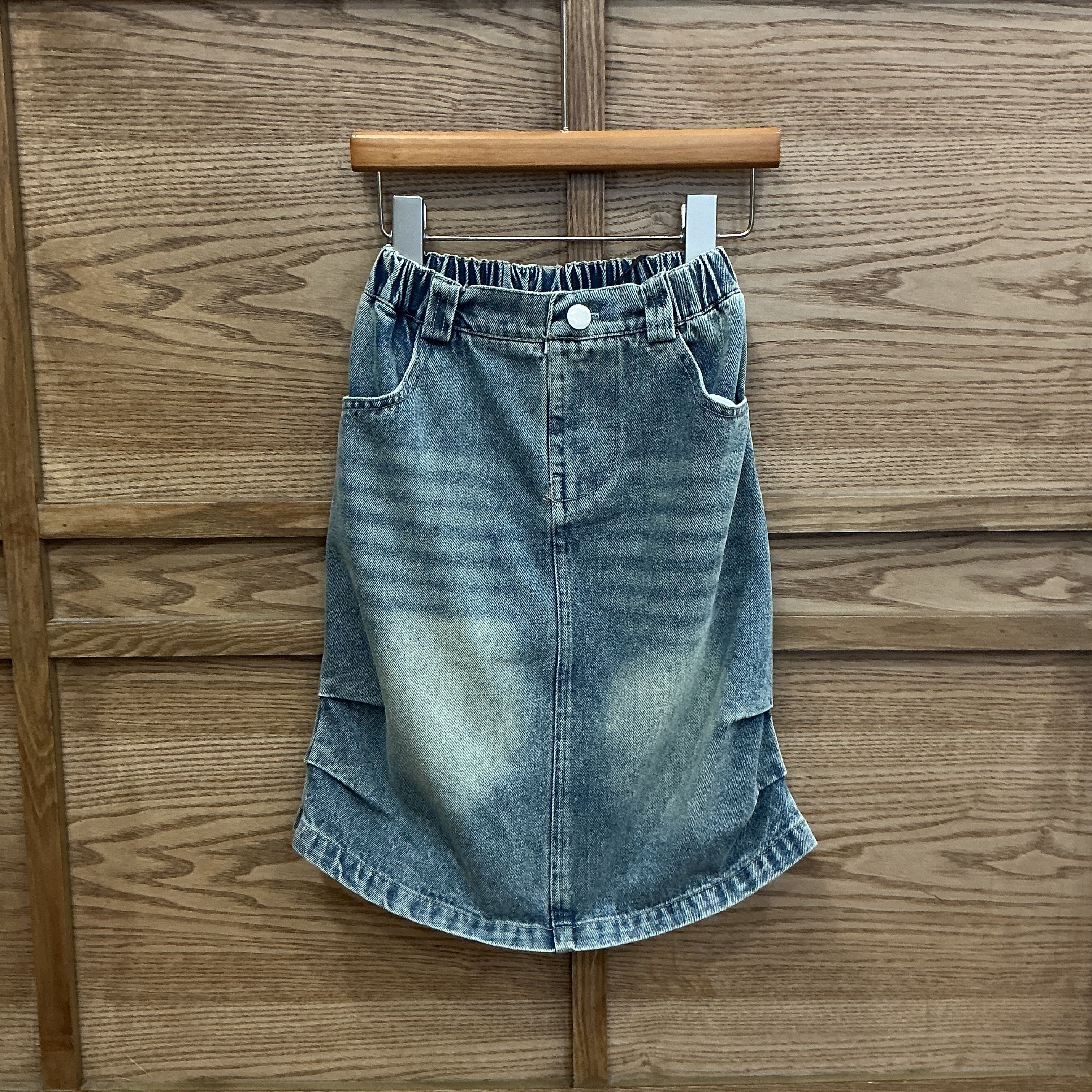 A04276側邊抓皺牛仔裙