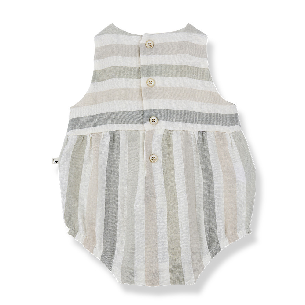 （預購）1+ in the family  粗條紋無袖包屁衣 BLANES - beige