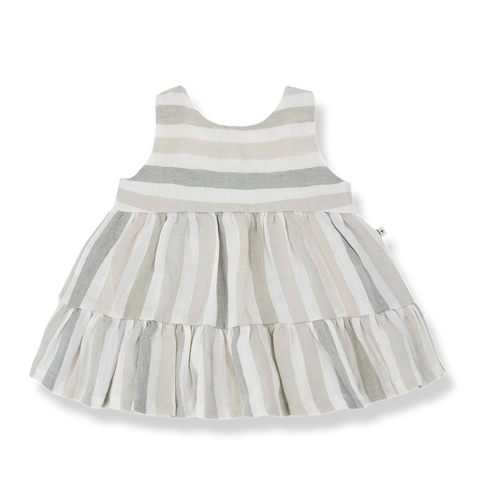 （預購）1+ in the family 後排釦粗條紋無袖洋裝 CALONGE - beige