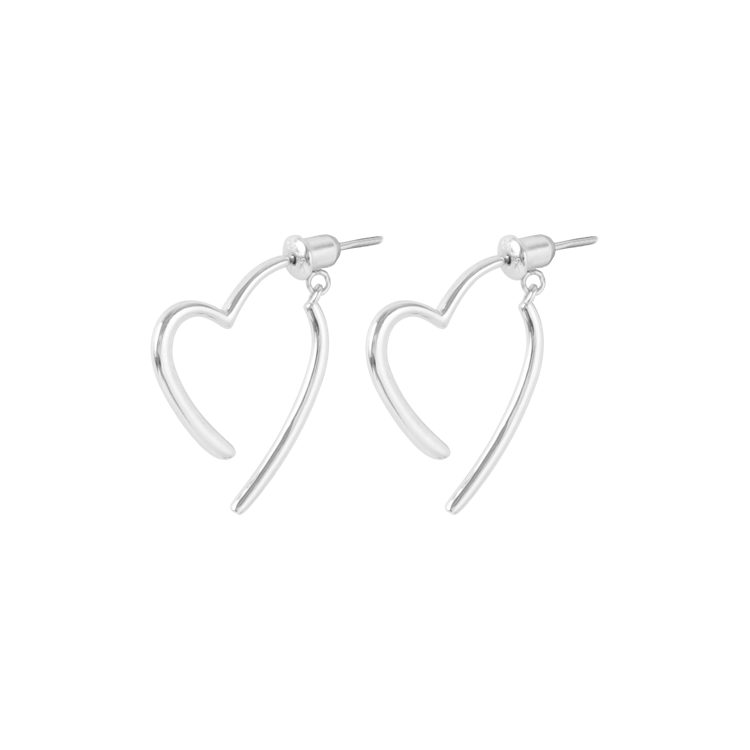 純銀耳飾，女士耳飾 一筆心弧垂落耳際；留白把心意說得剛好（4229銀色）